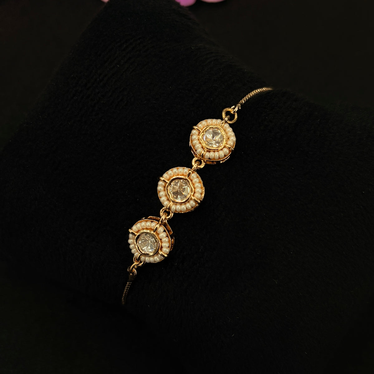 Inaya Pearl Halo Bracelet