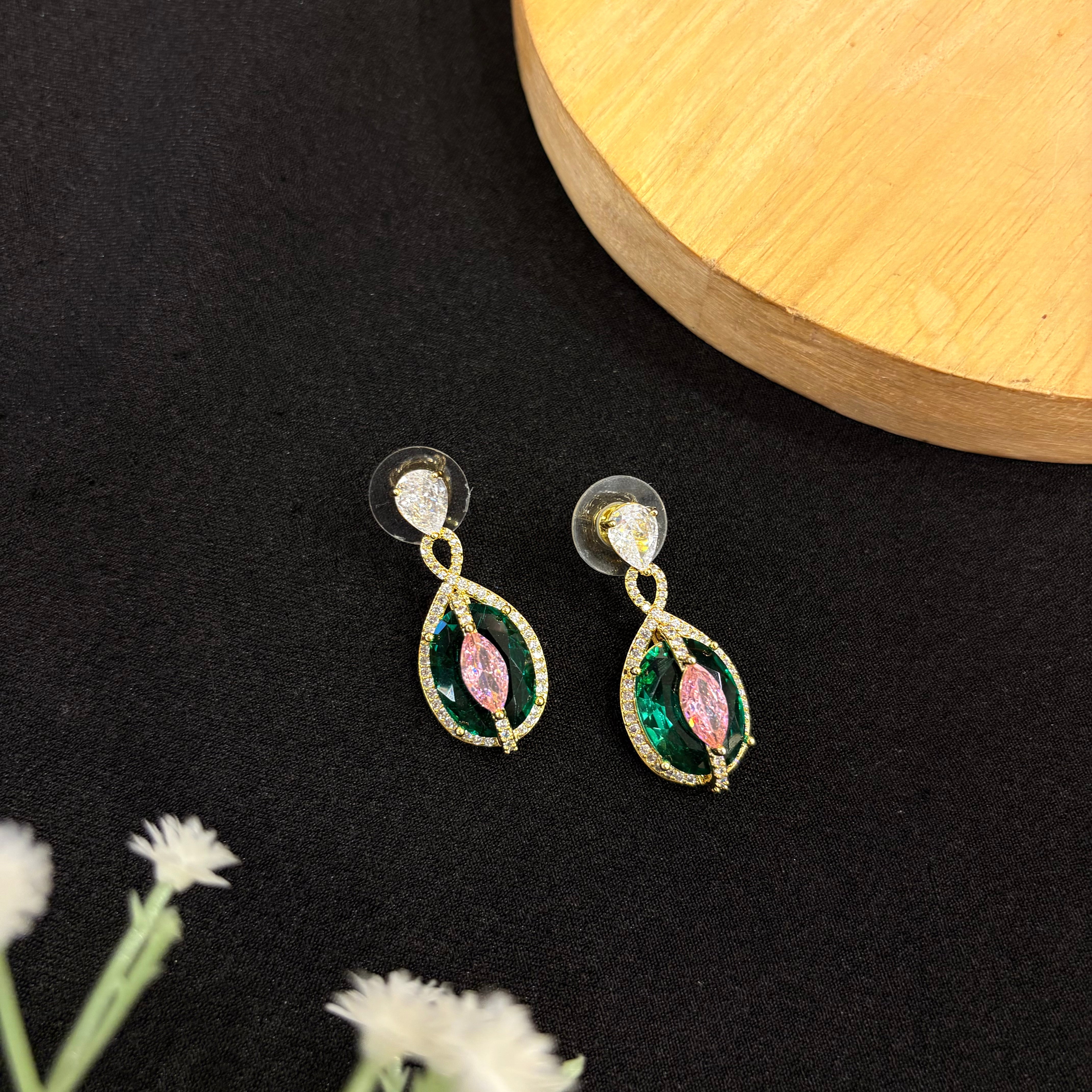 Emerald Aura Drop Earrings