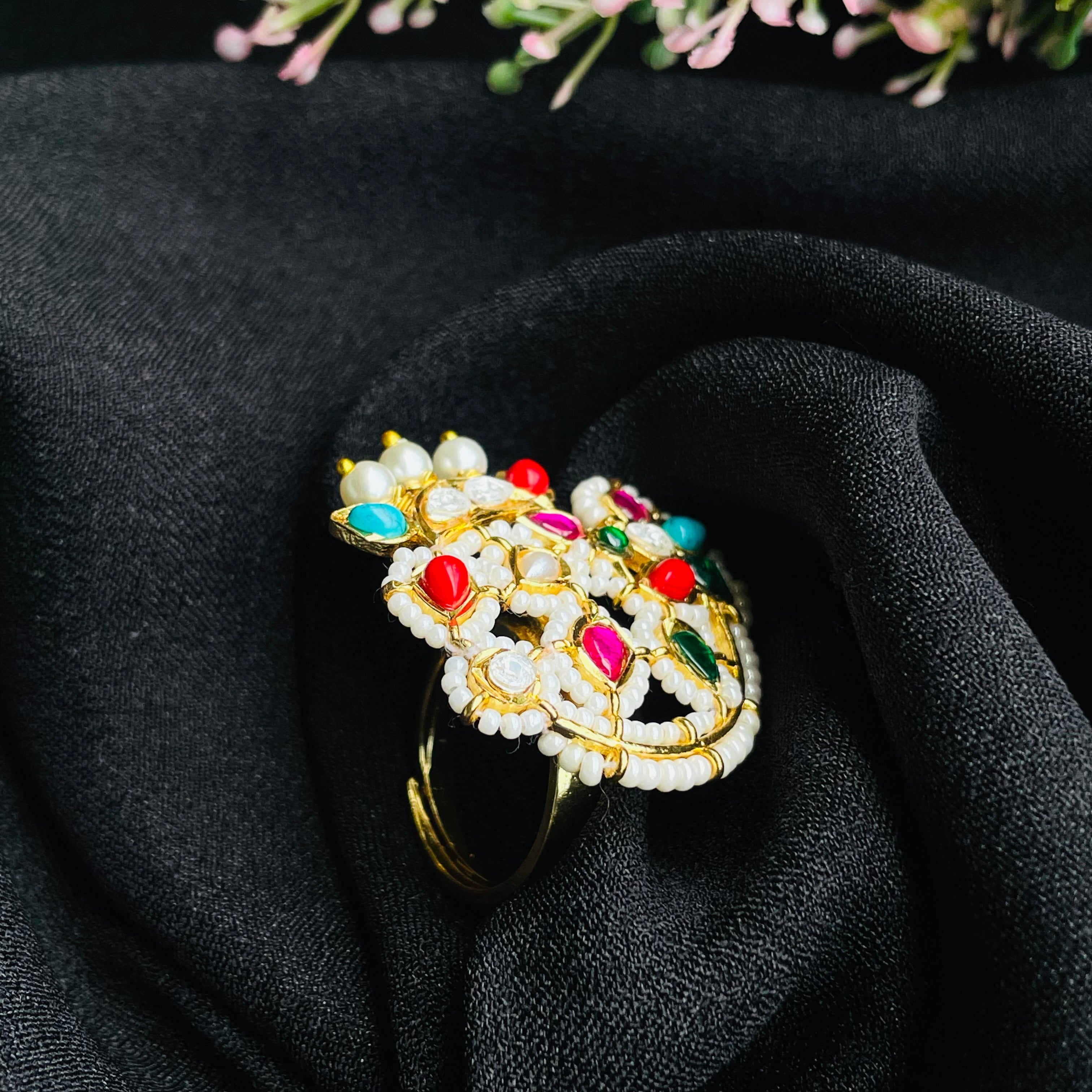 Nayaab multi pearl Ring