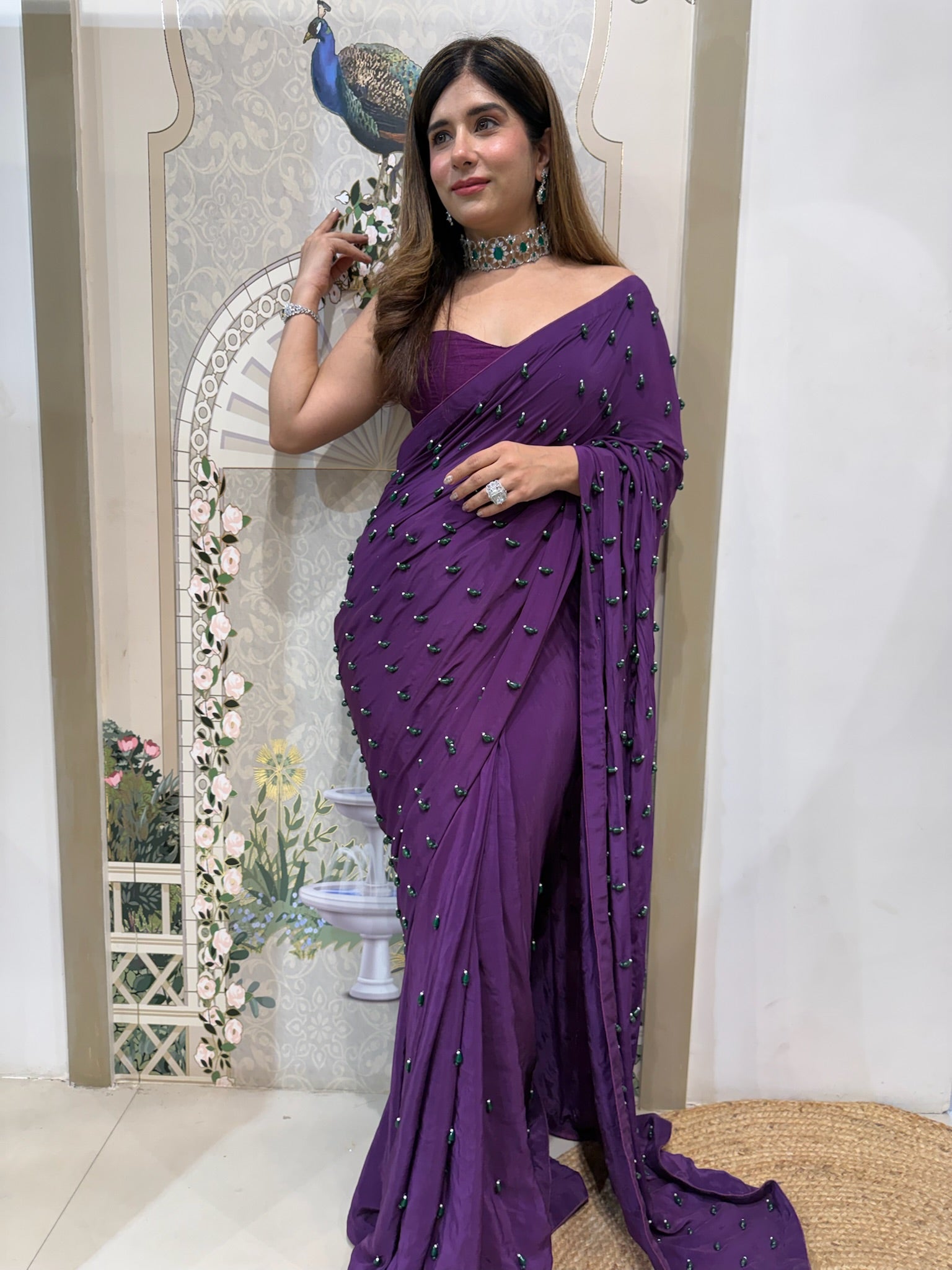 Celest purple saree