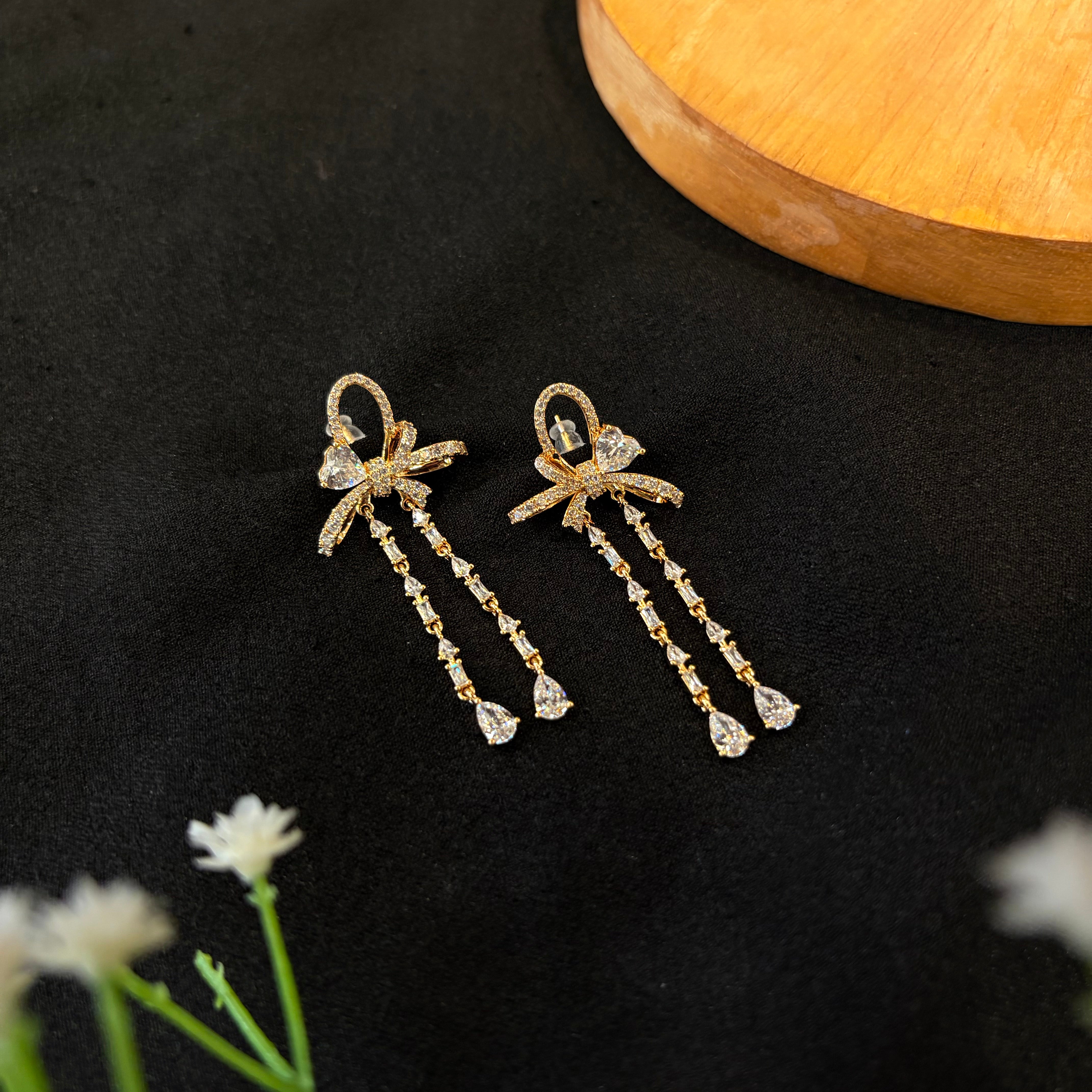 Elara Bow Drop Earrings