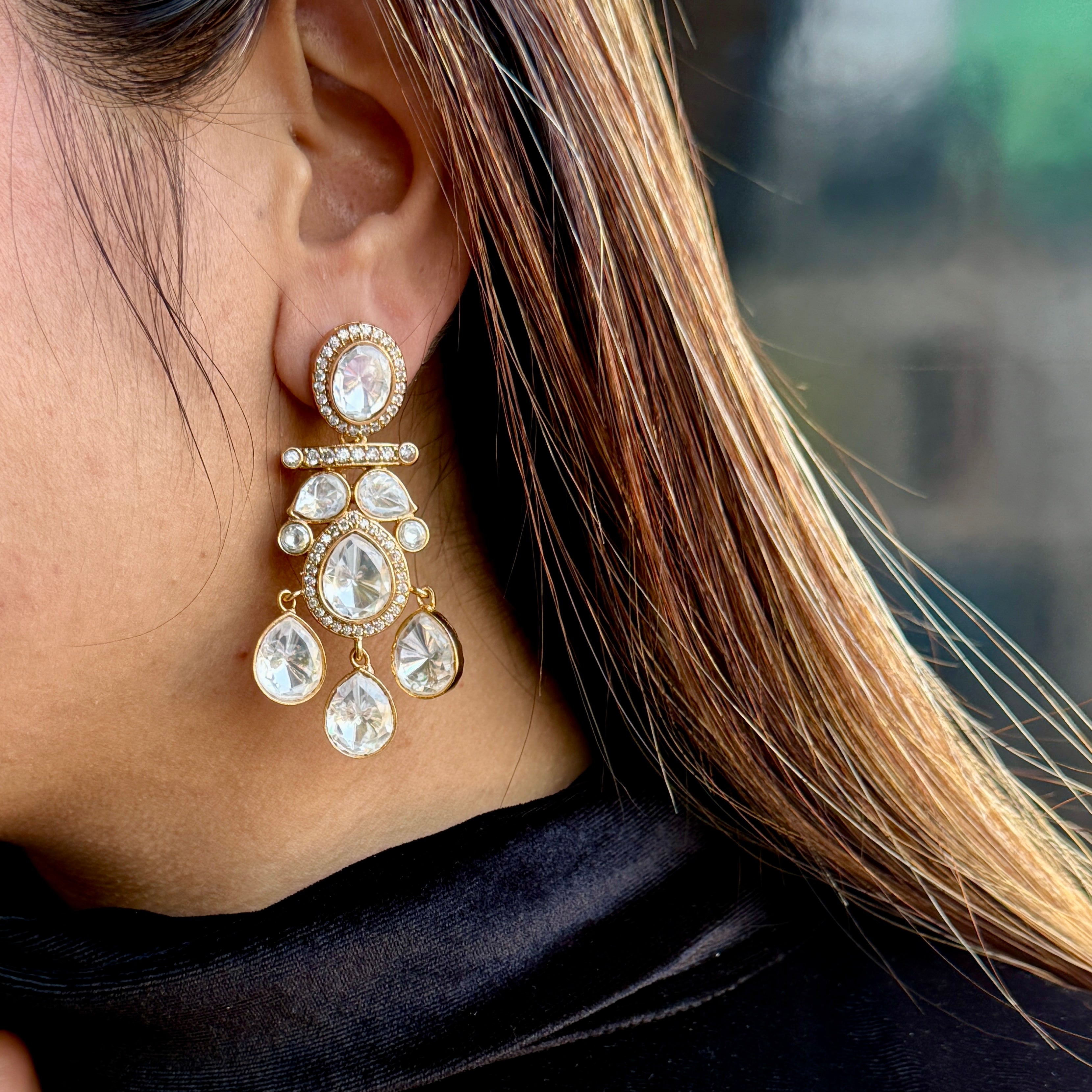 Nayaab Rubina polki earrings