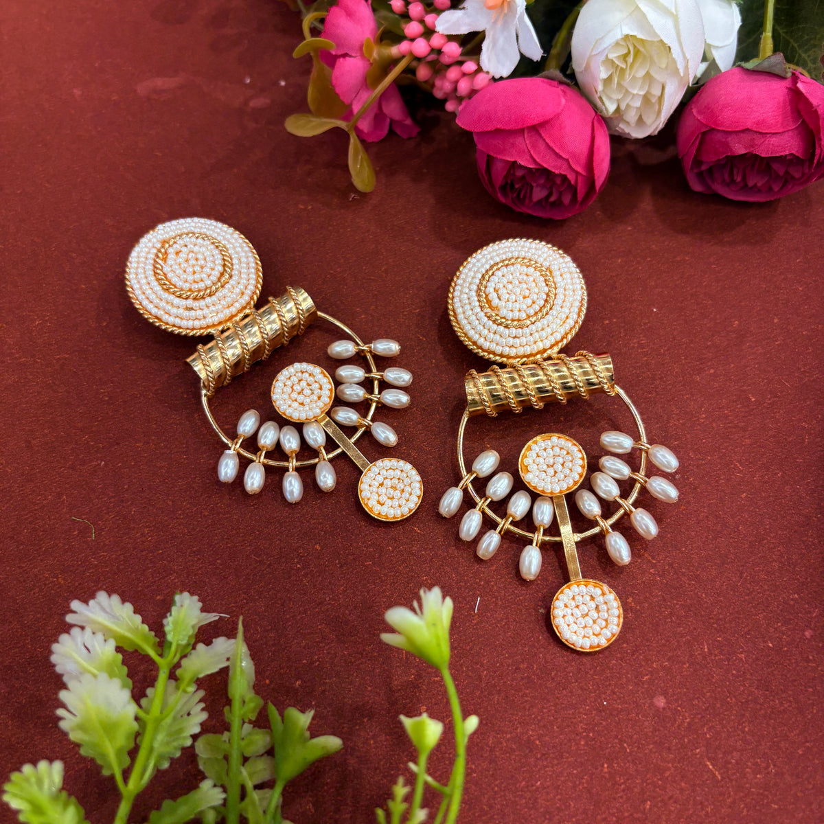 Mrinalika Pearl Chandeliers Earrings