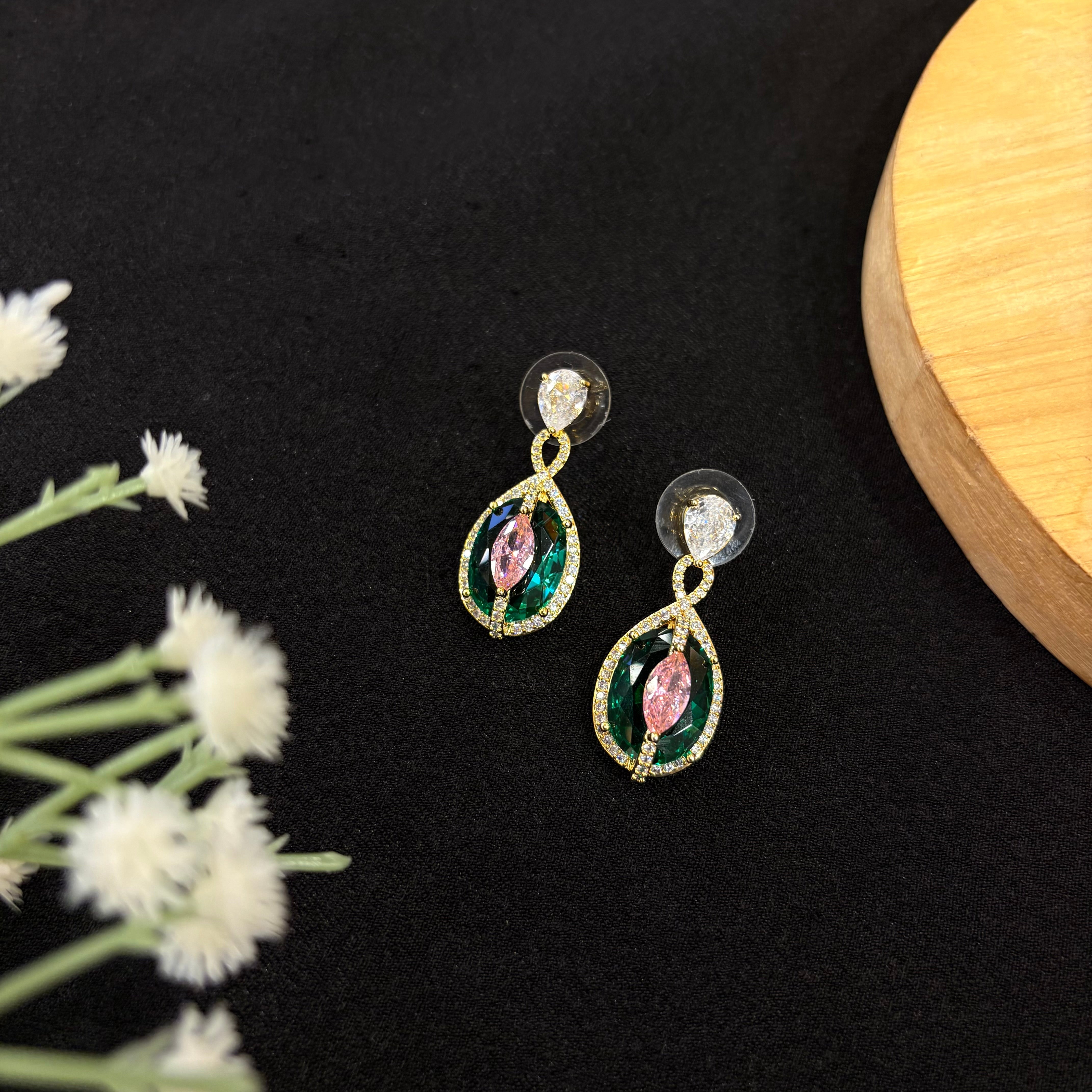 Emerald Aura Drop Earrings