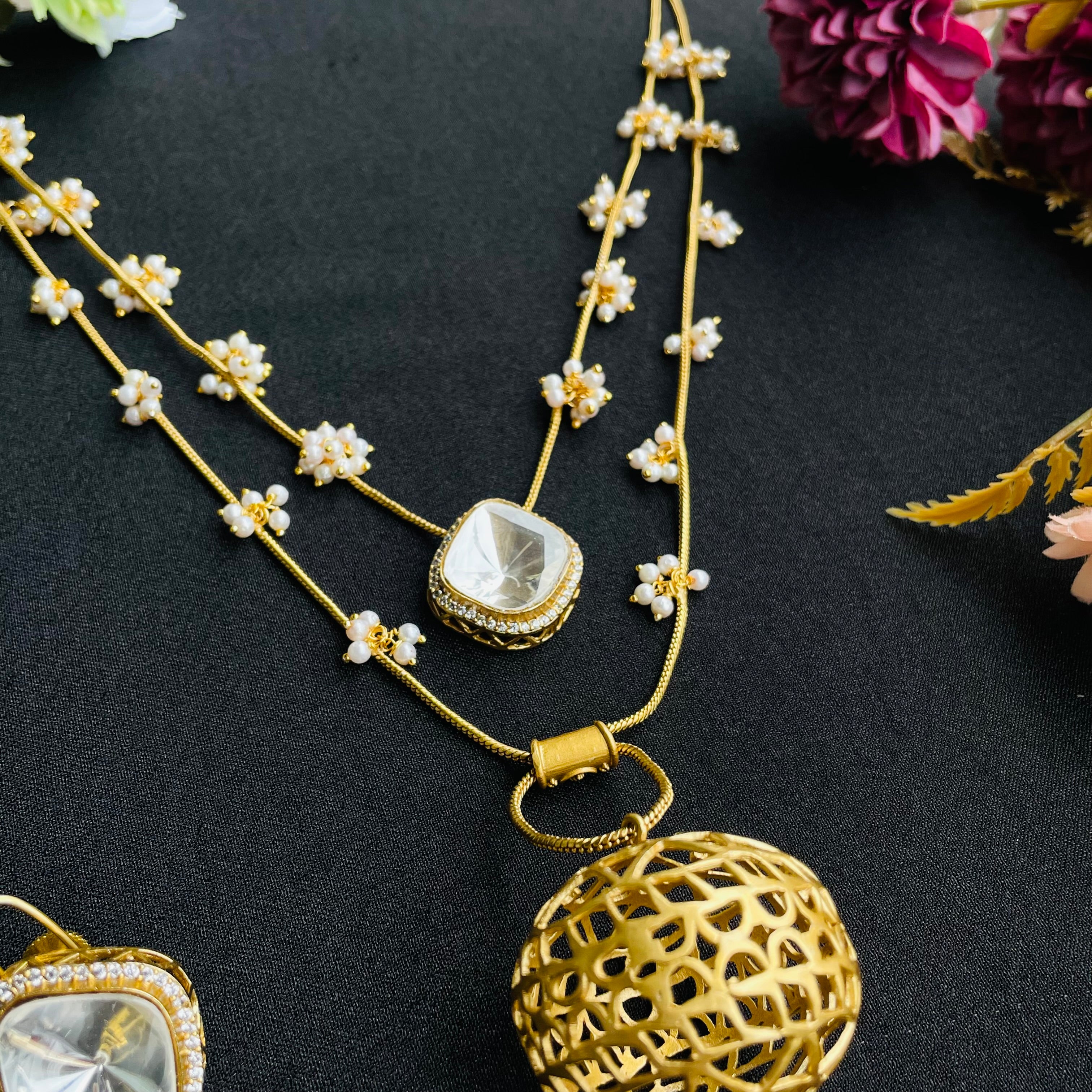 Nayaab Aaliya layered Polki Neckpiece