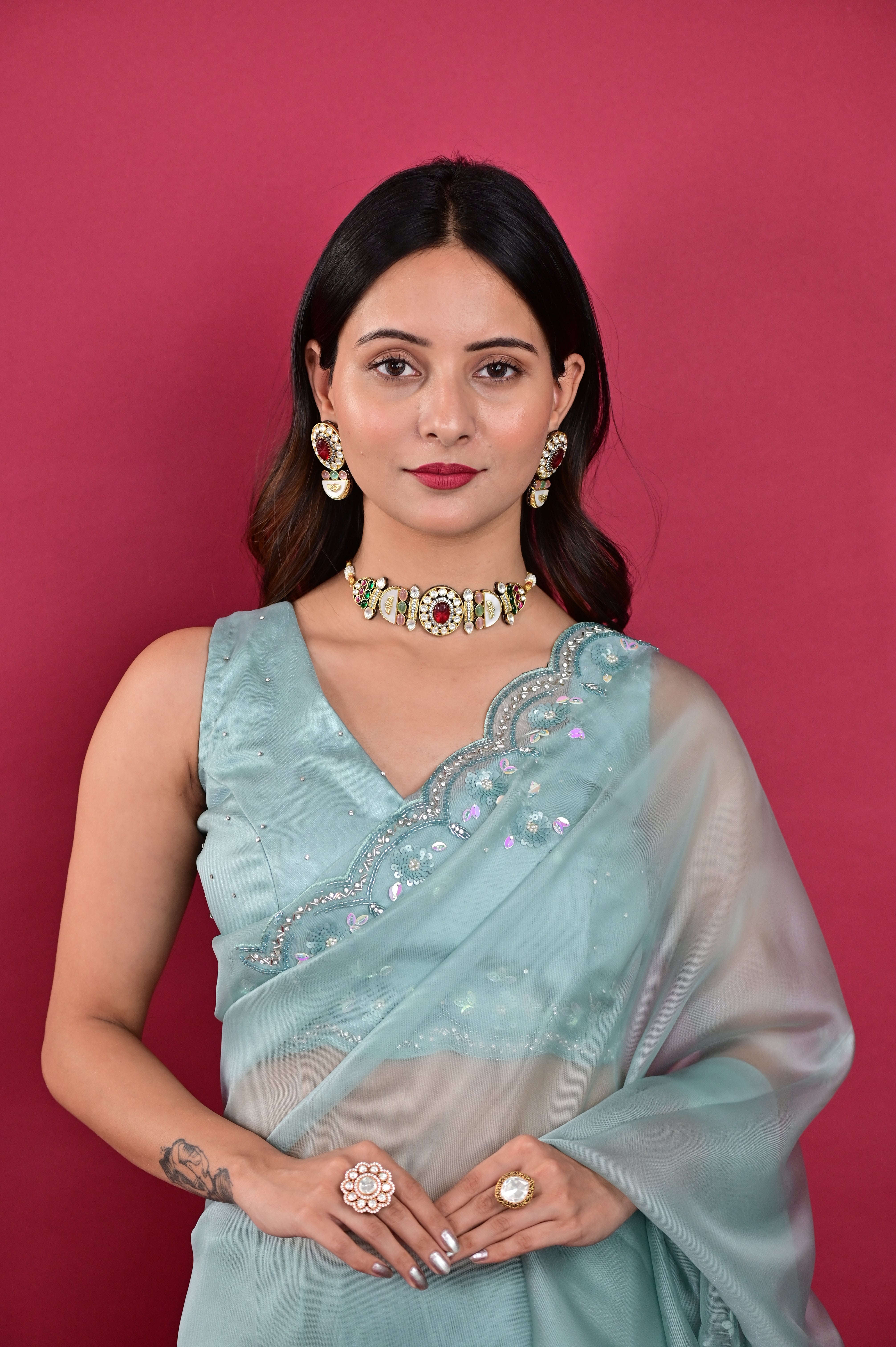 Mint Organza Saree