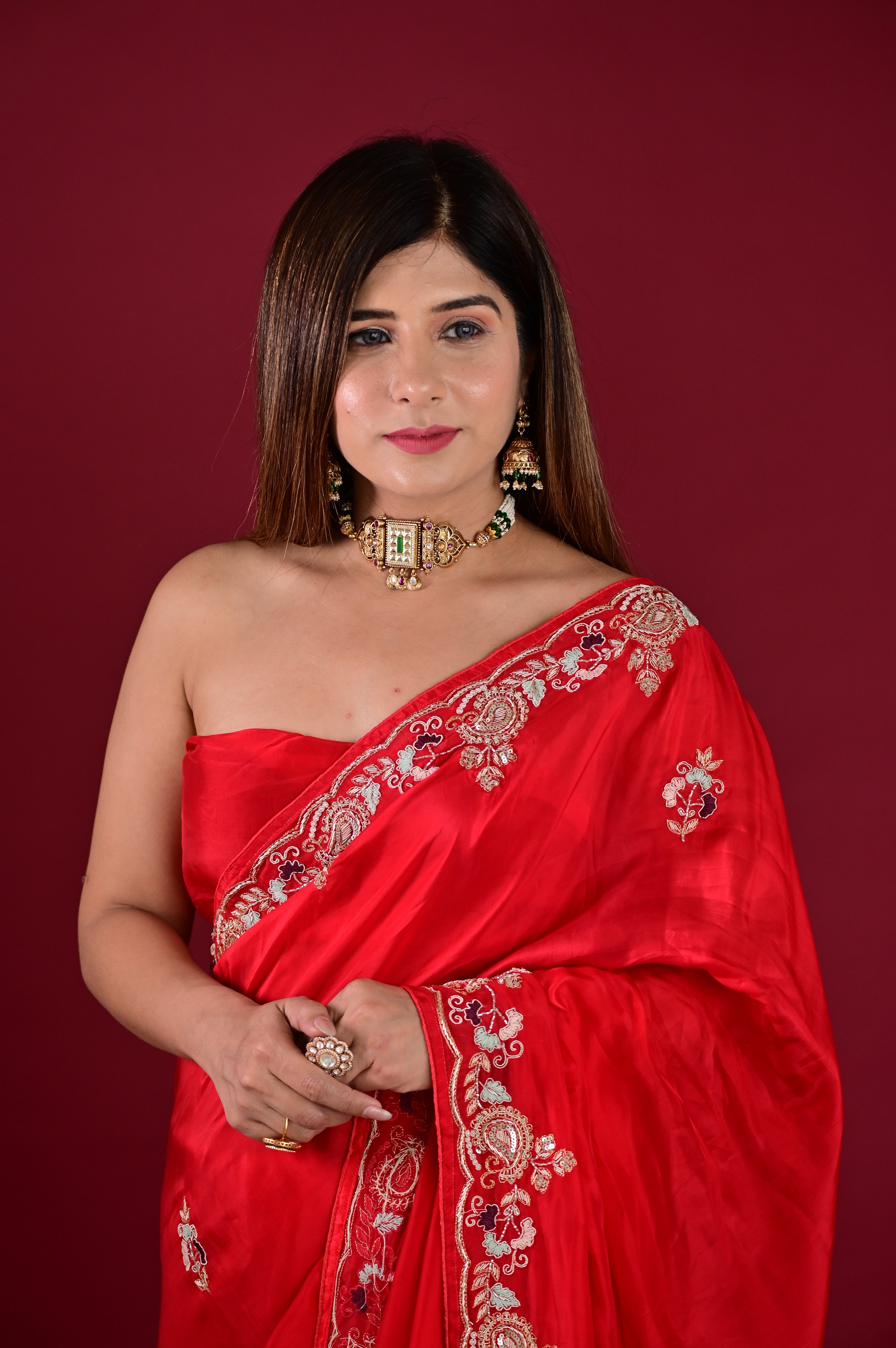 Red Rose Saree