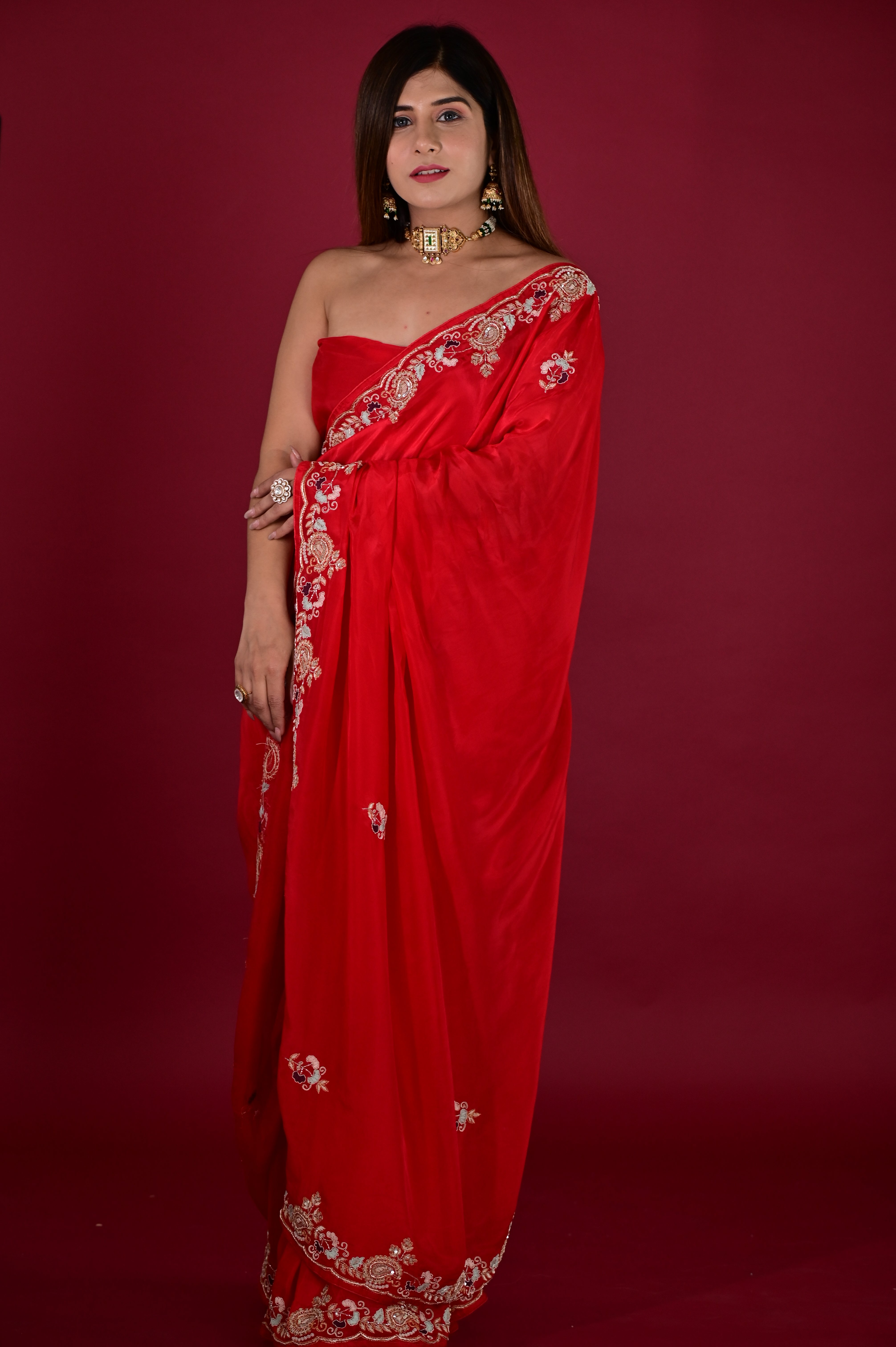 Red Rose Saree