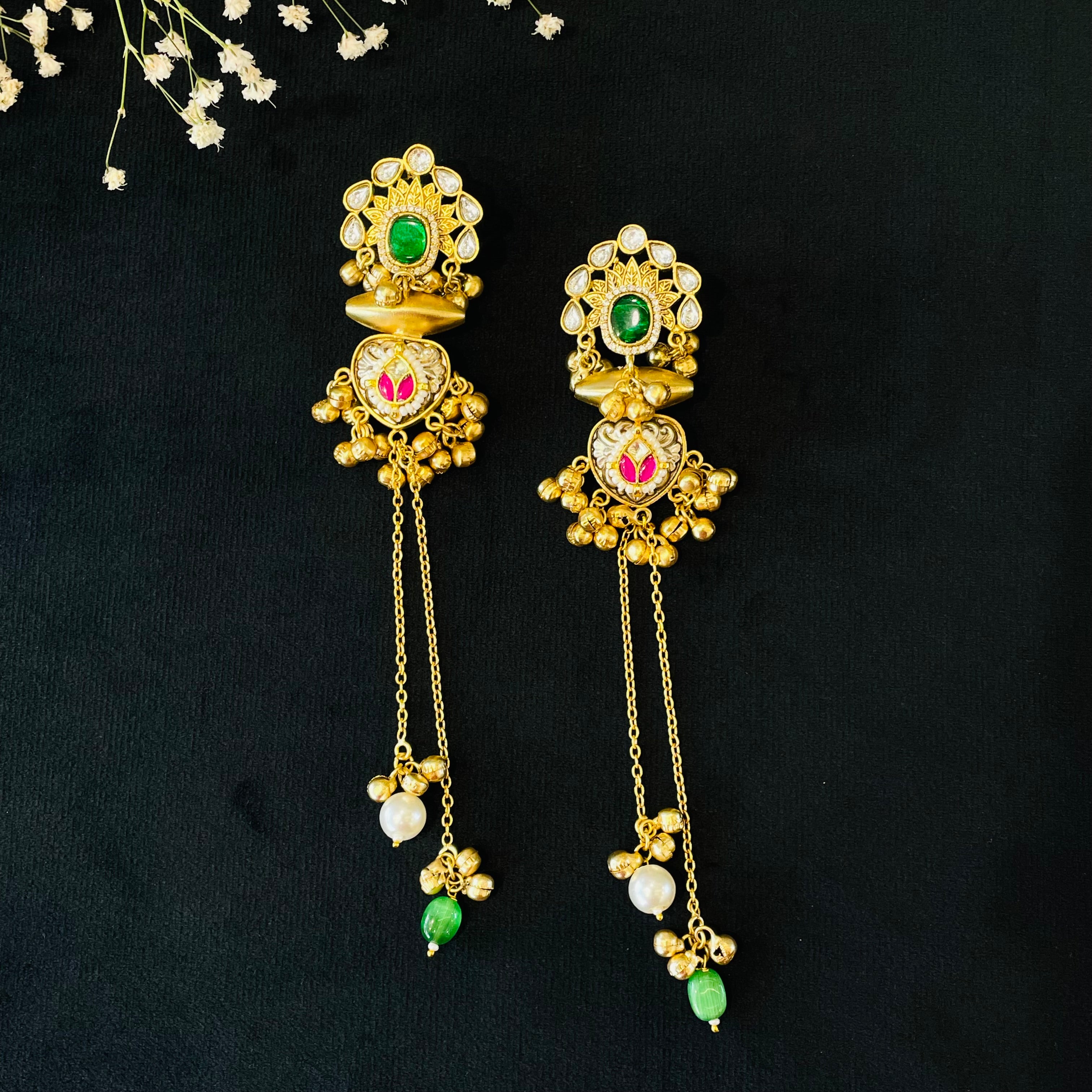 Nayaab Priya Long Fusion Earrings