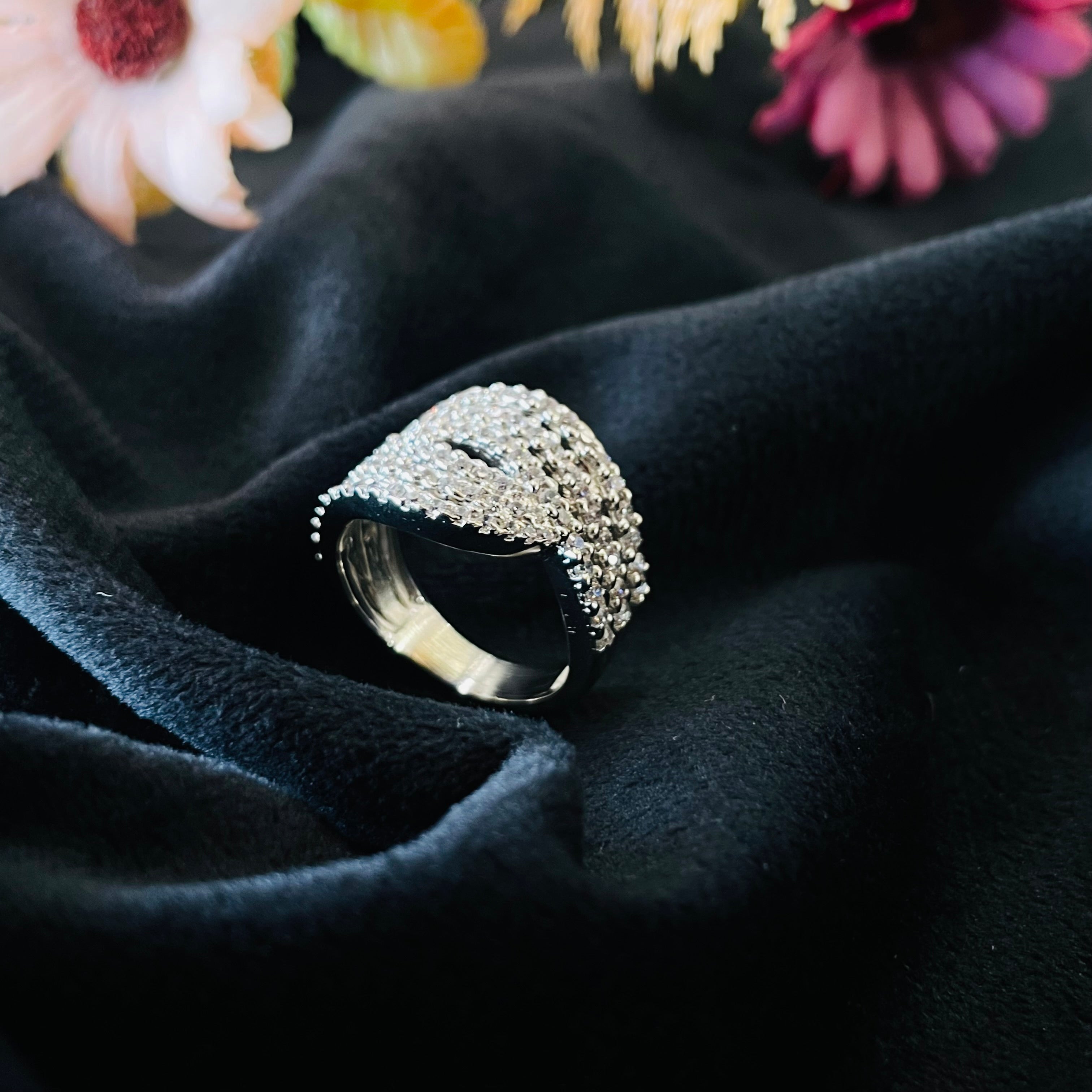 Vs Sterling Silver Cocktail Ring 222 6g