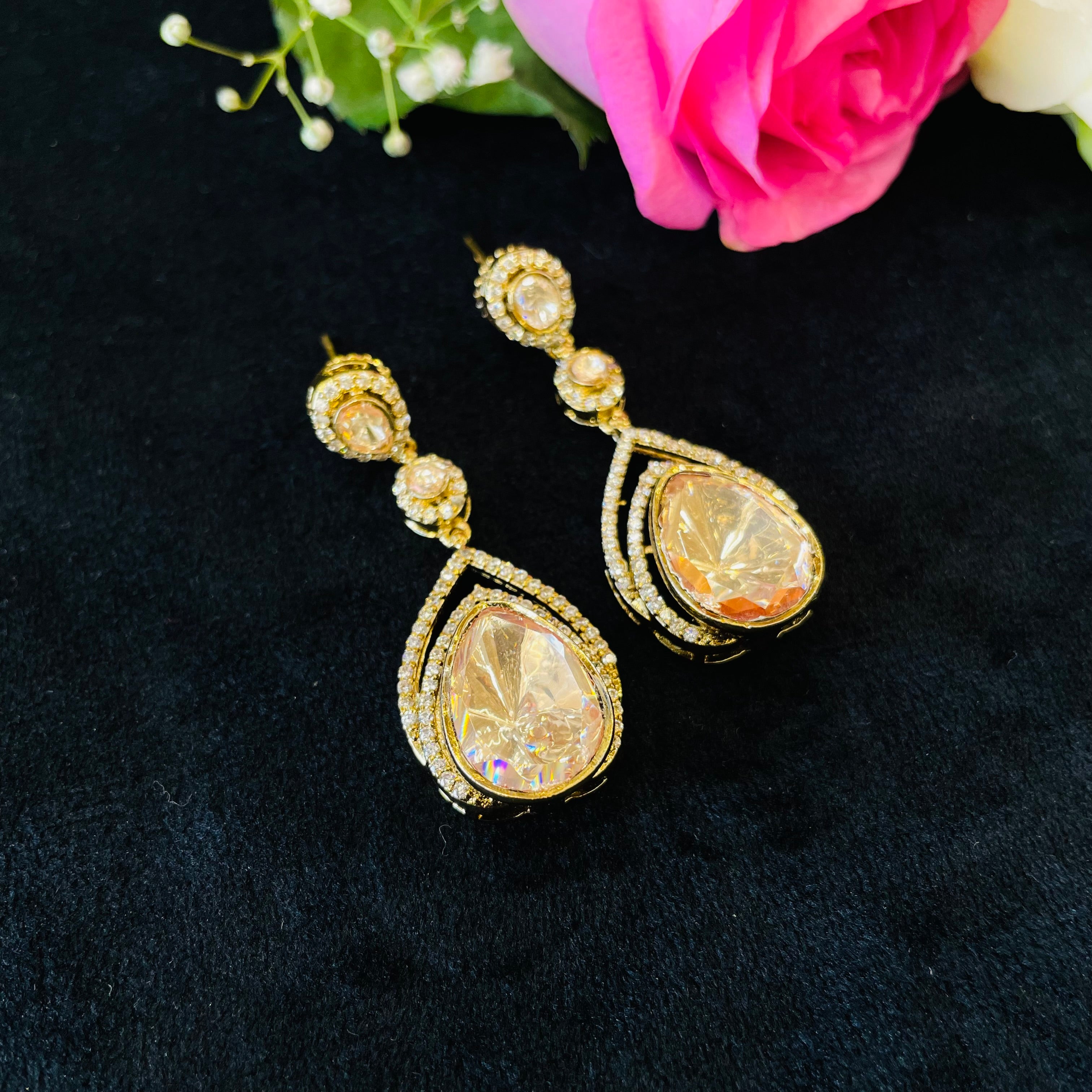 Nayaab mossoinite polki earrings