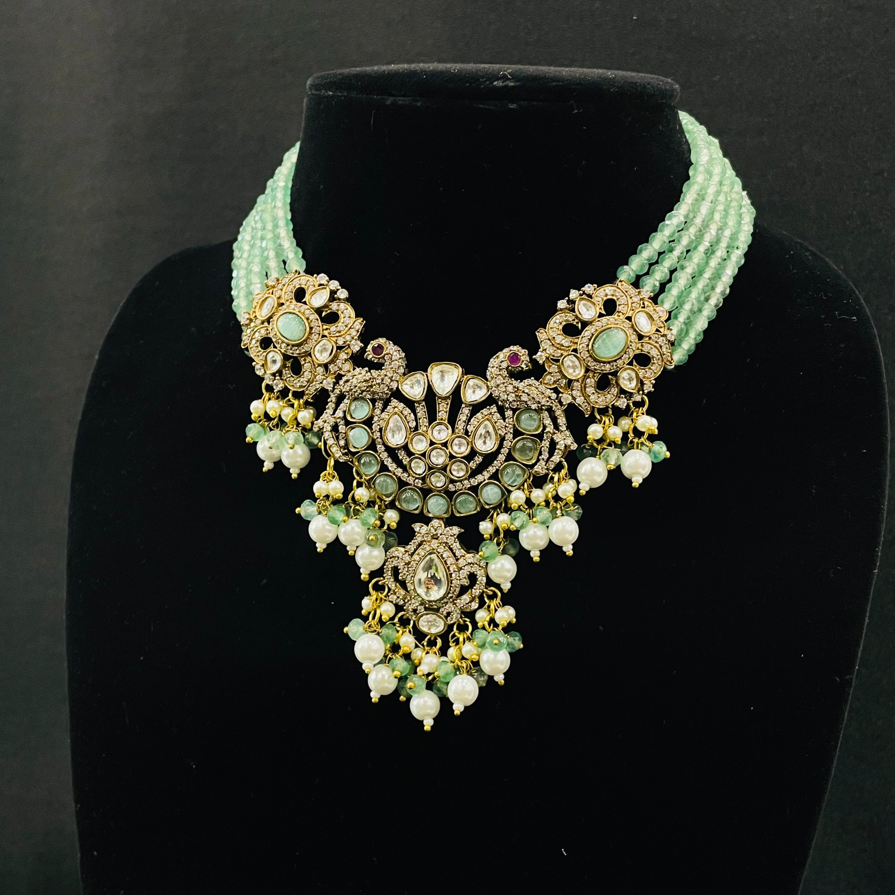 Nayaab Hira Neckpiece-mint green