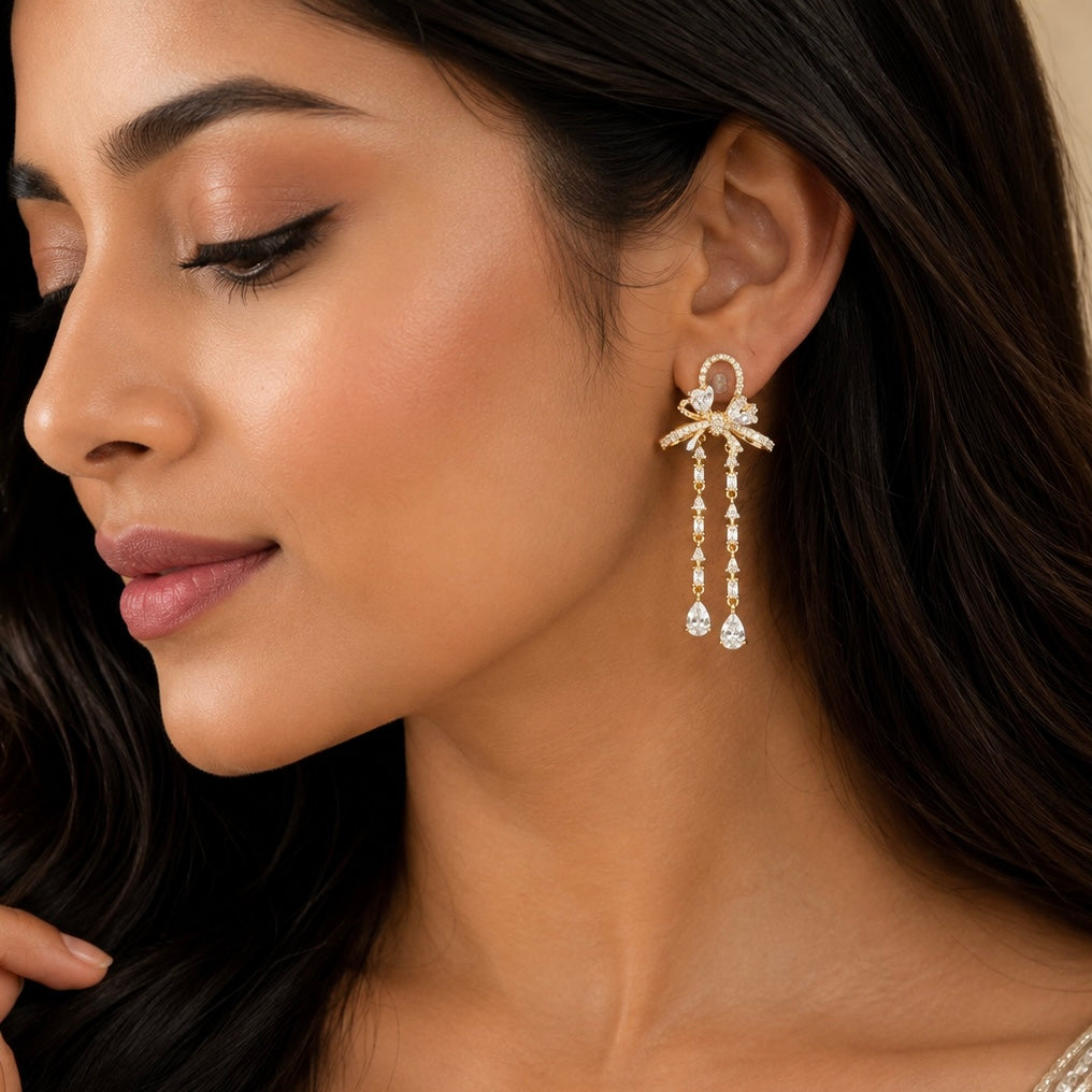 Elara Bow Drop Earrings