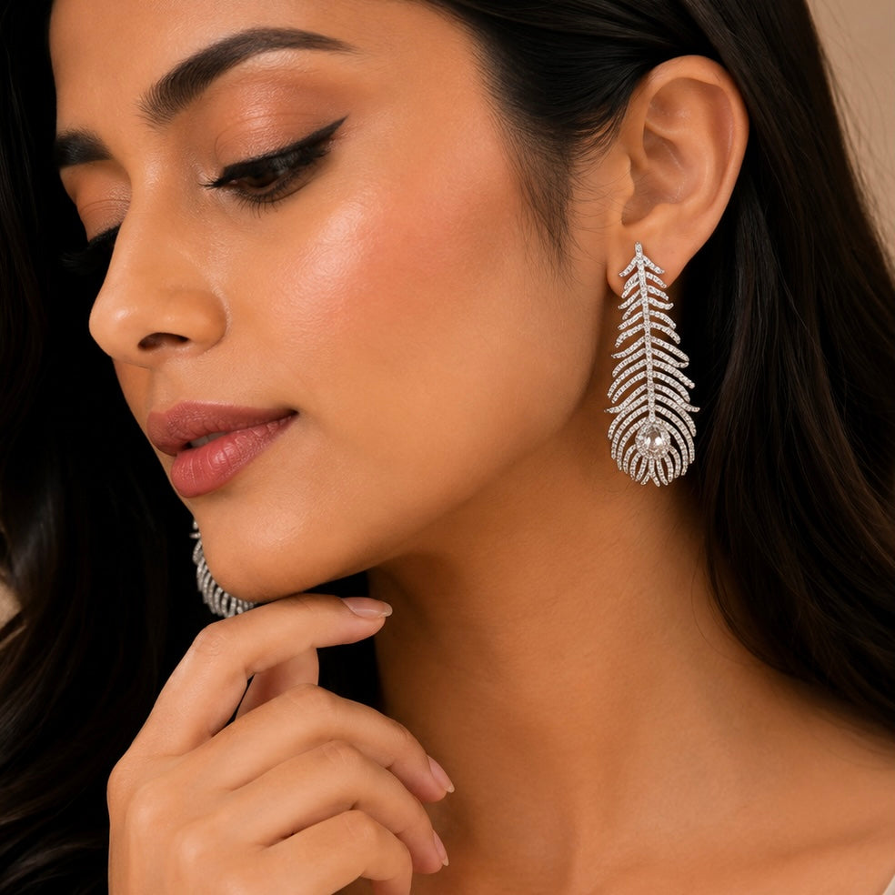 Aarohi Feather Drop Earrings