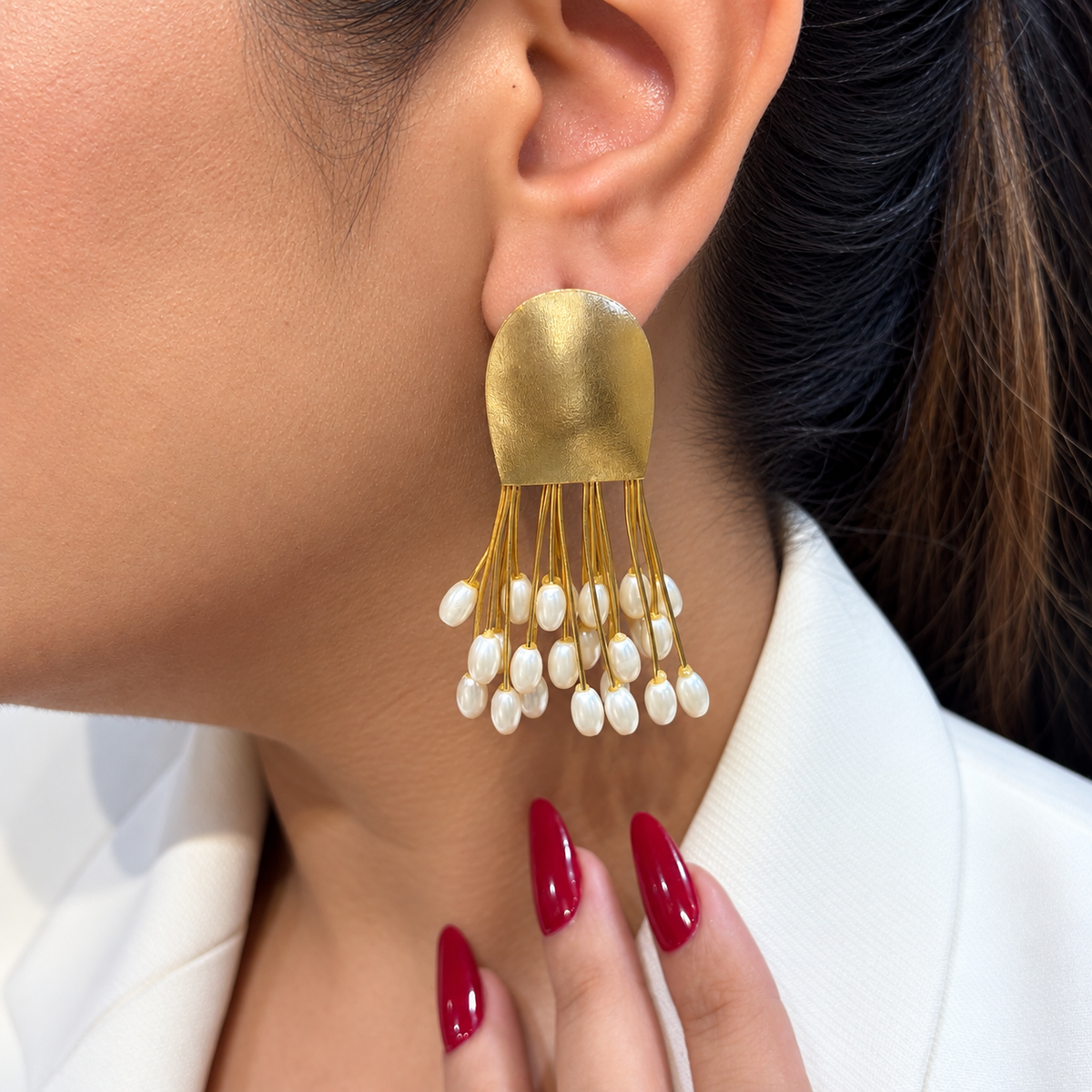 Pearl Cascade Tassel Earrings
