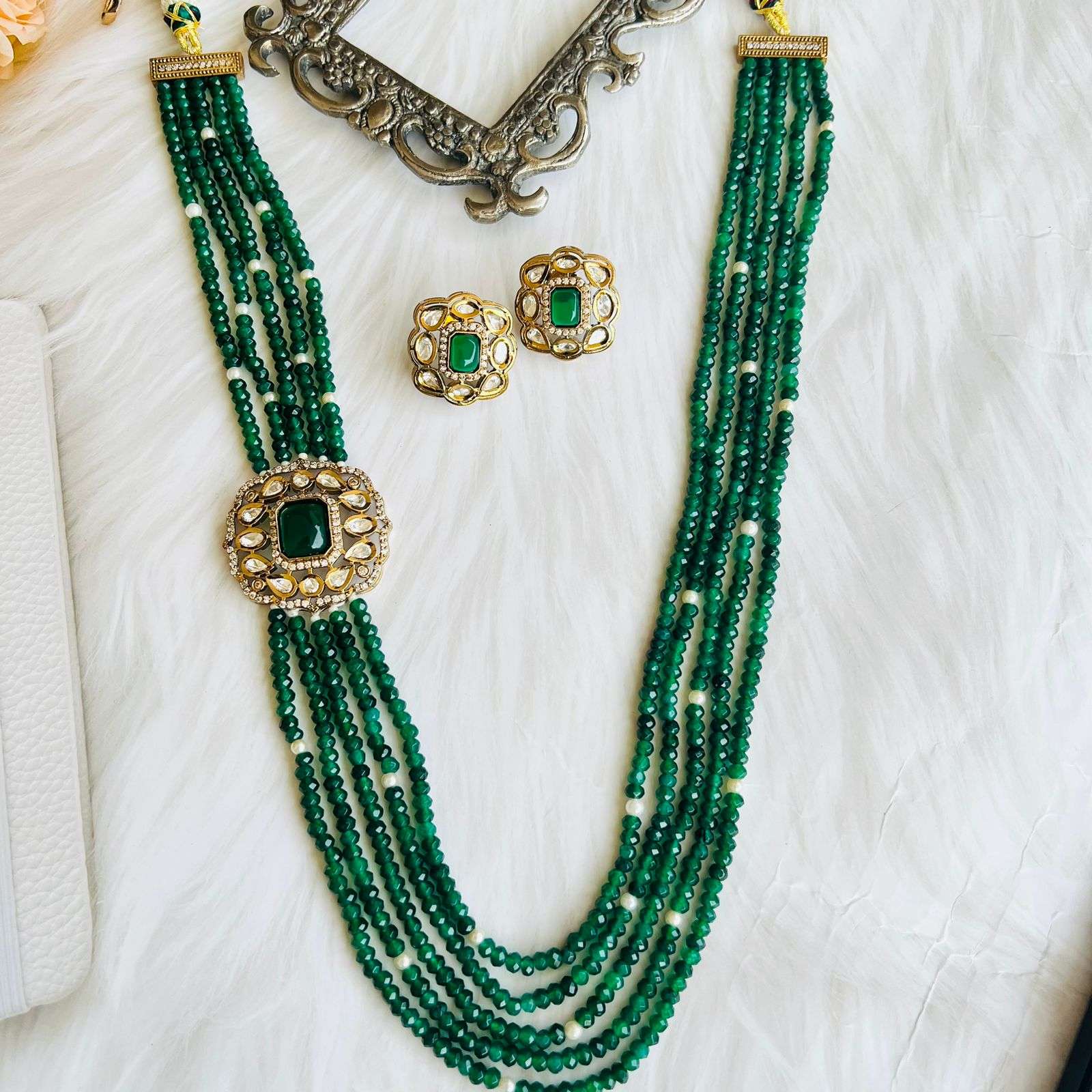 nayaab long neckpiece Velvet box by Shweta