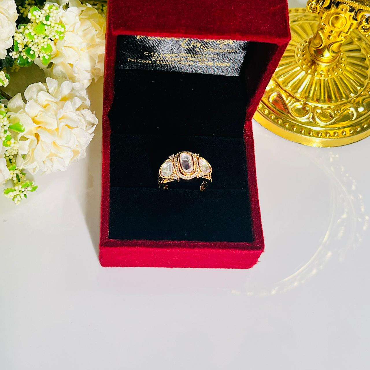 Nayaab polki ring velvet box by shweta