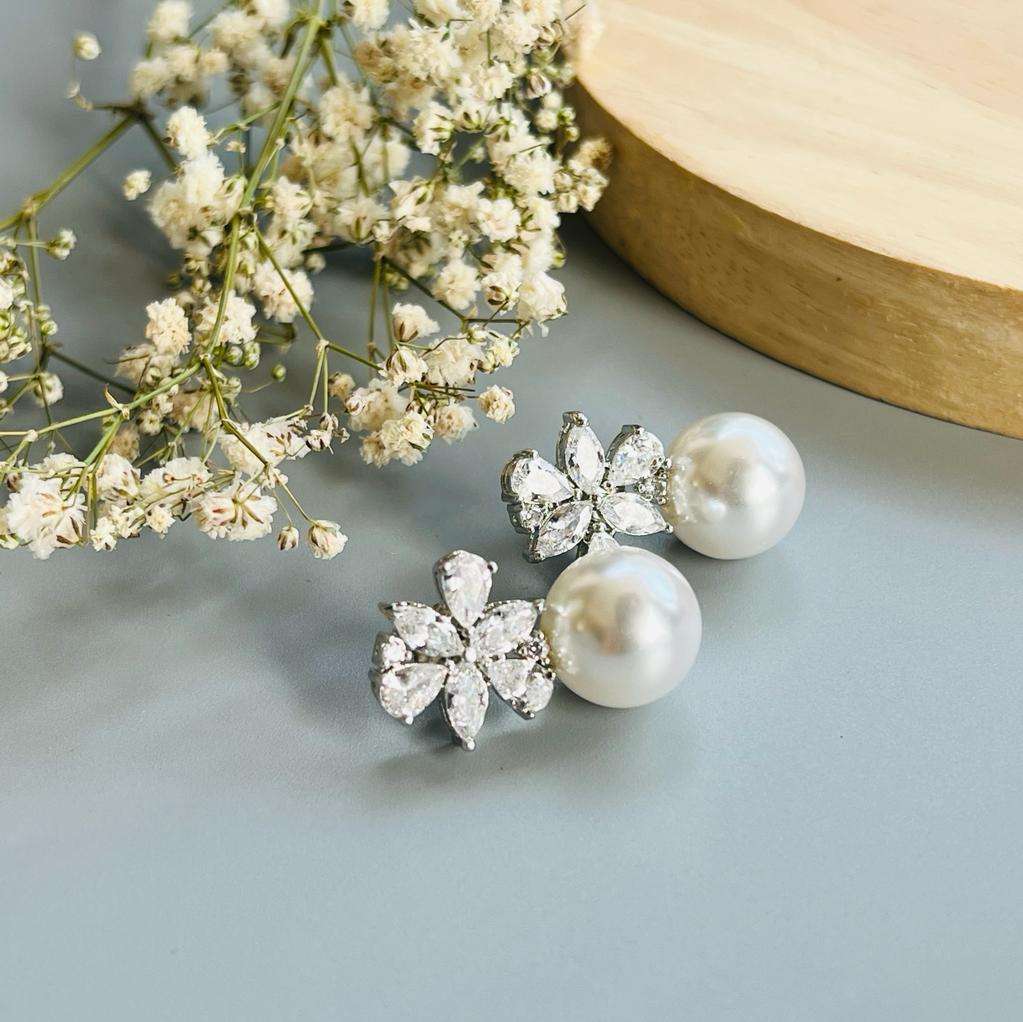 Ad Grace pearl studs velvet box by shweta