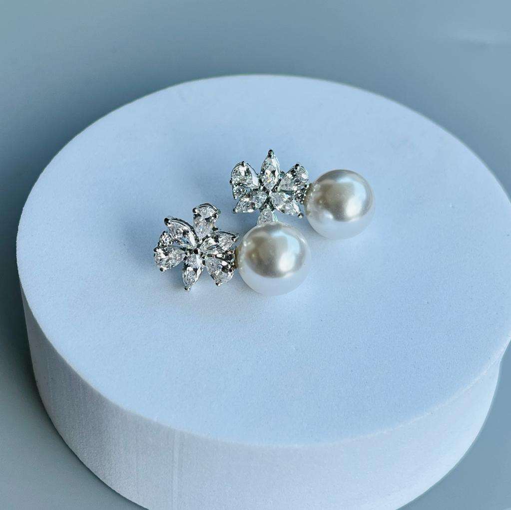 Ad Grace pearl studs velvet box by shweta