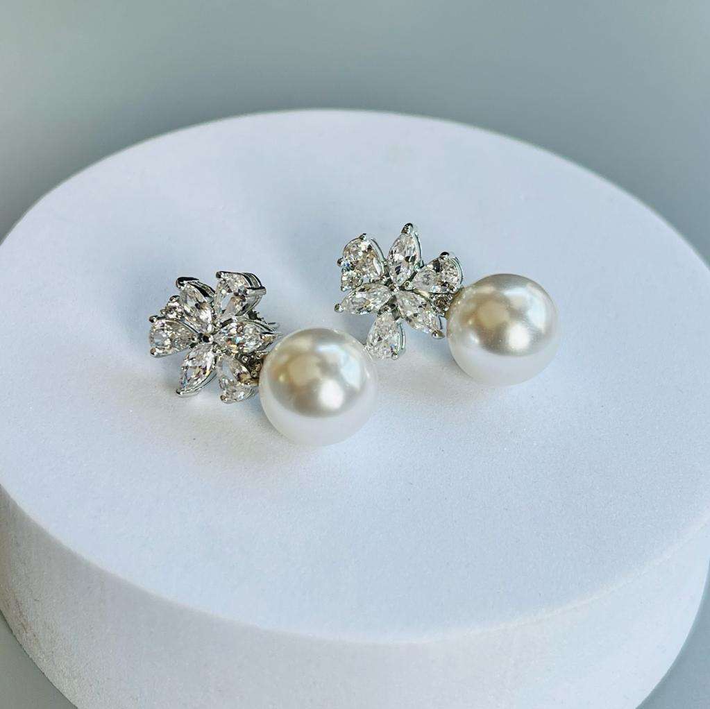 Ad Grace pearl studs velvet box by shweta