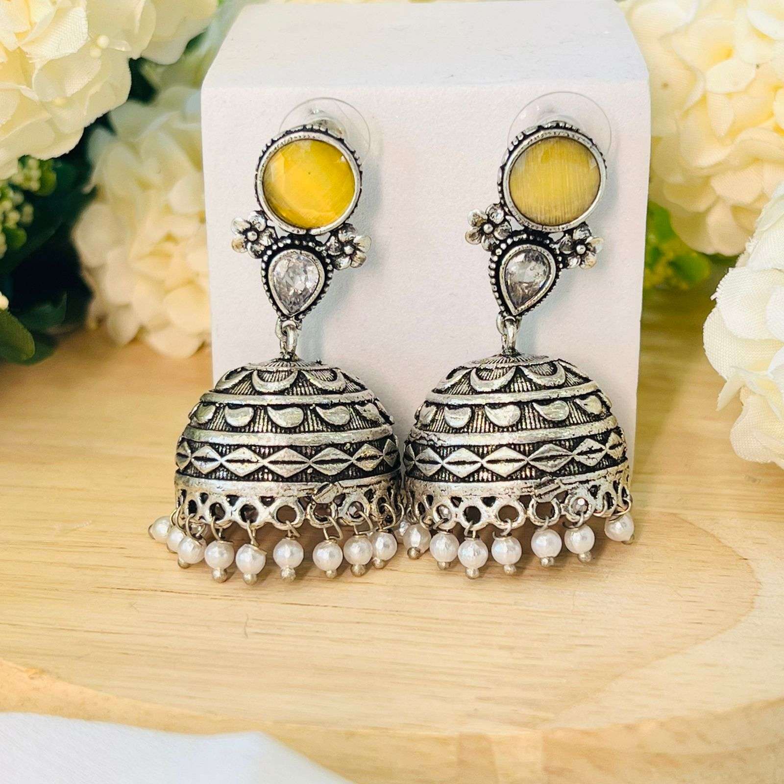 Oxidized Rumi Earrings Velvet box by Shweta