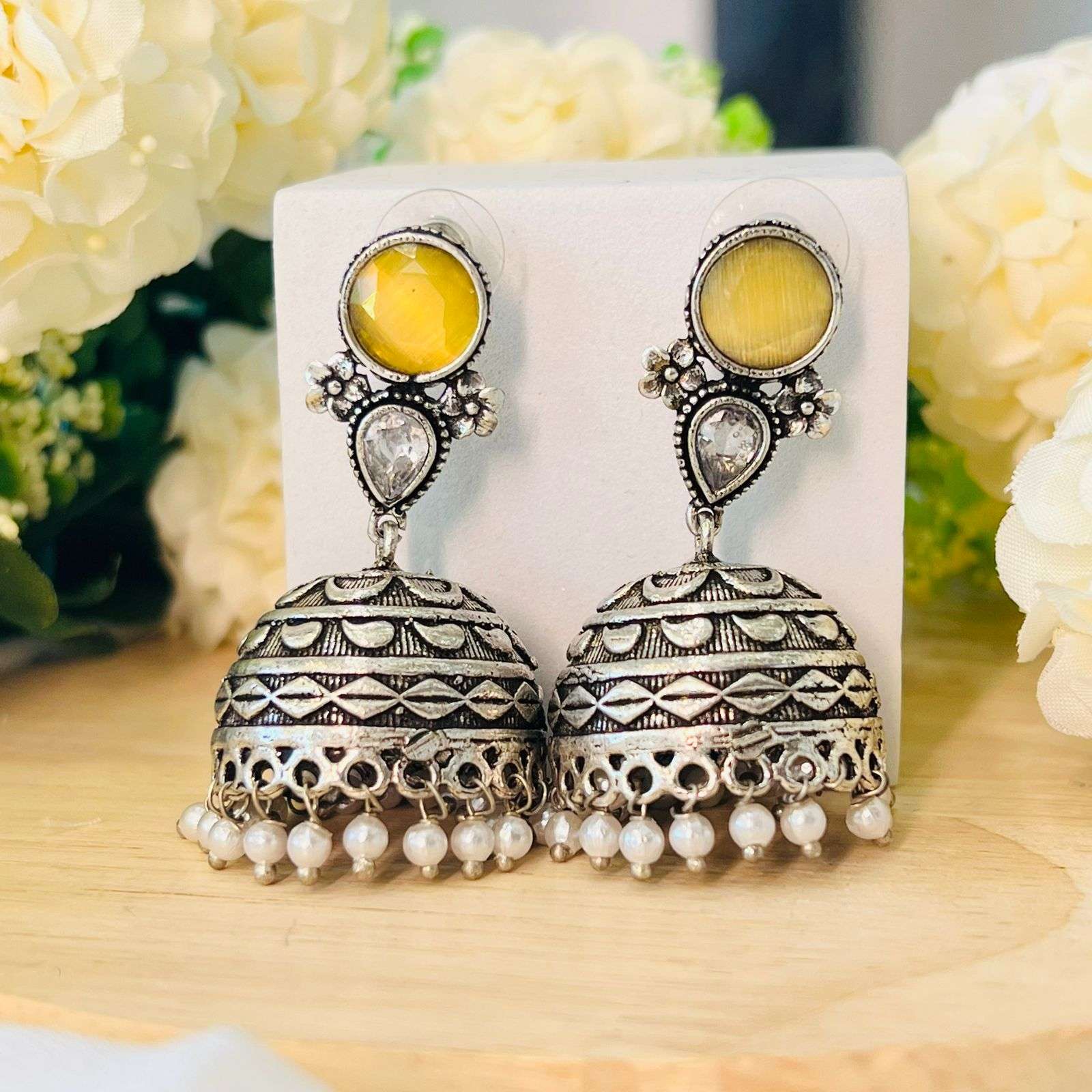 Oxidized Rumi Earrings Velvet box by Shweta