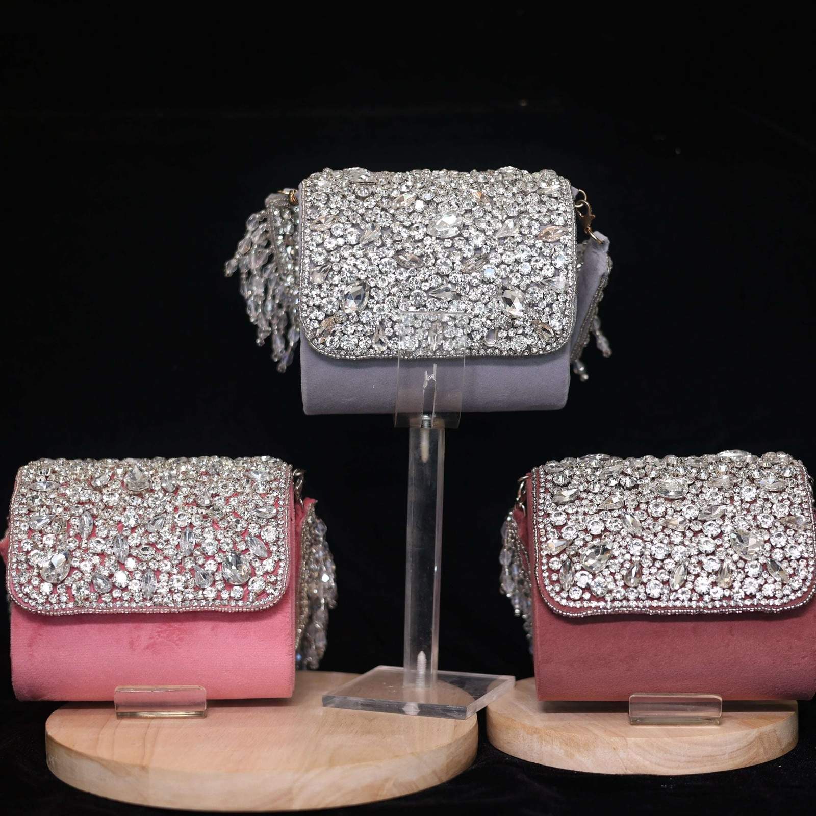 Vs crystal stone small bag Velvet box by Shweta