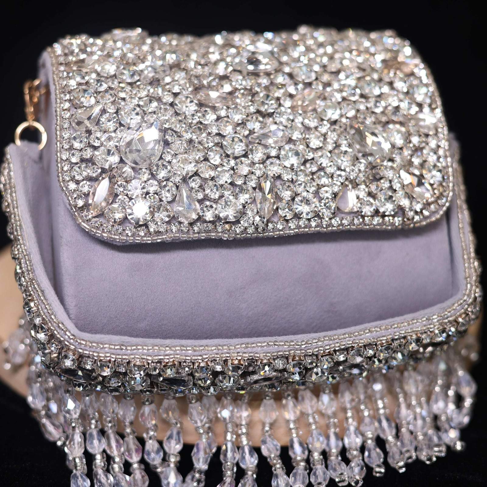 Vs crystal stone small bag Velvet box by Shweta