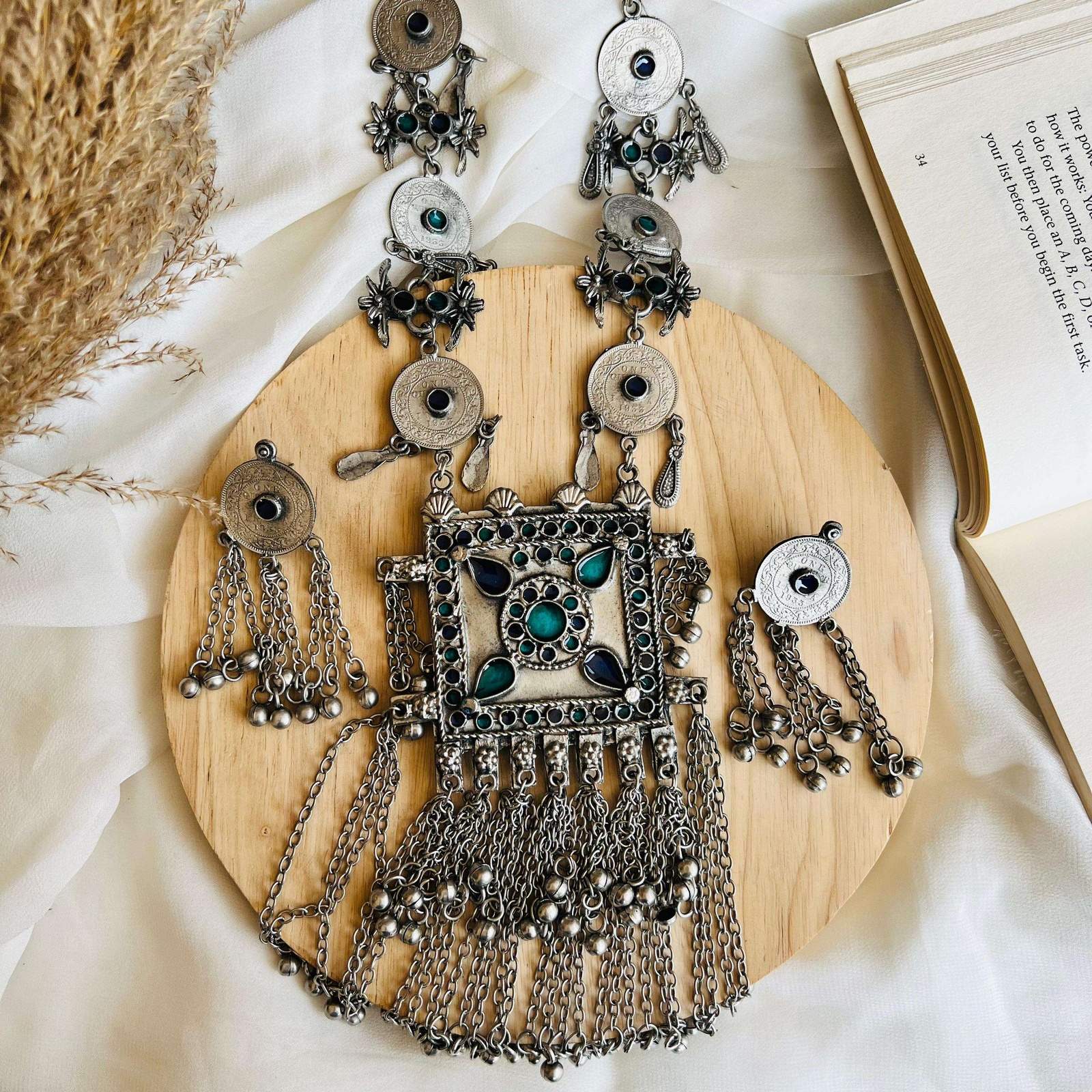 Oxidized Jessie long Neckpiece Velvet box by Shweta