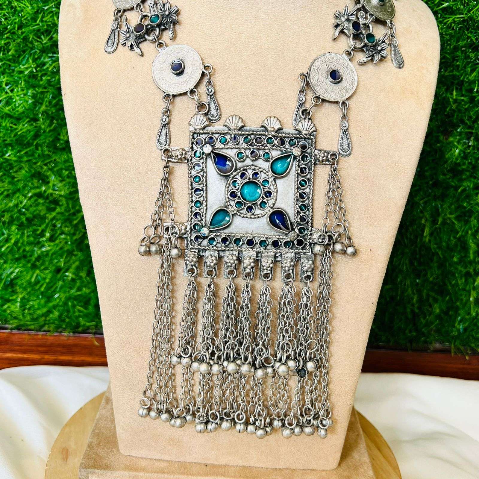 Oxidized Jessie long Neckpiece Velvet box by Shweta