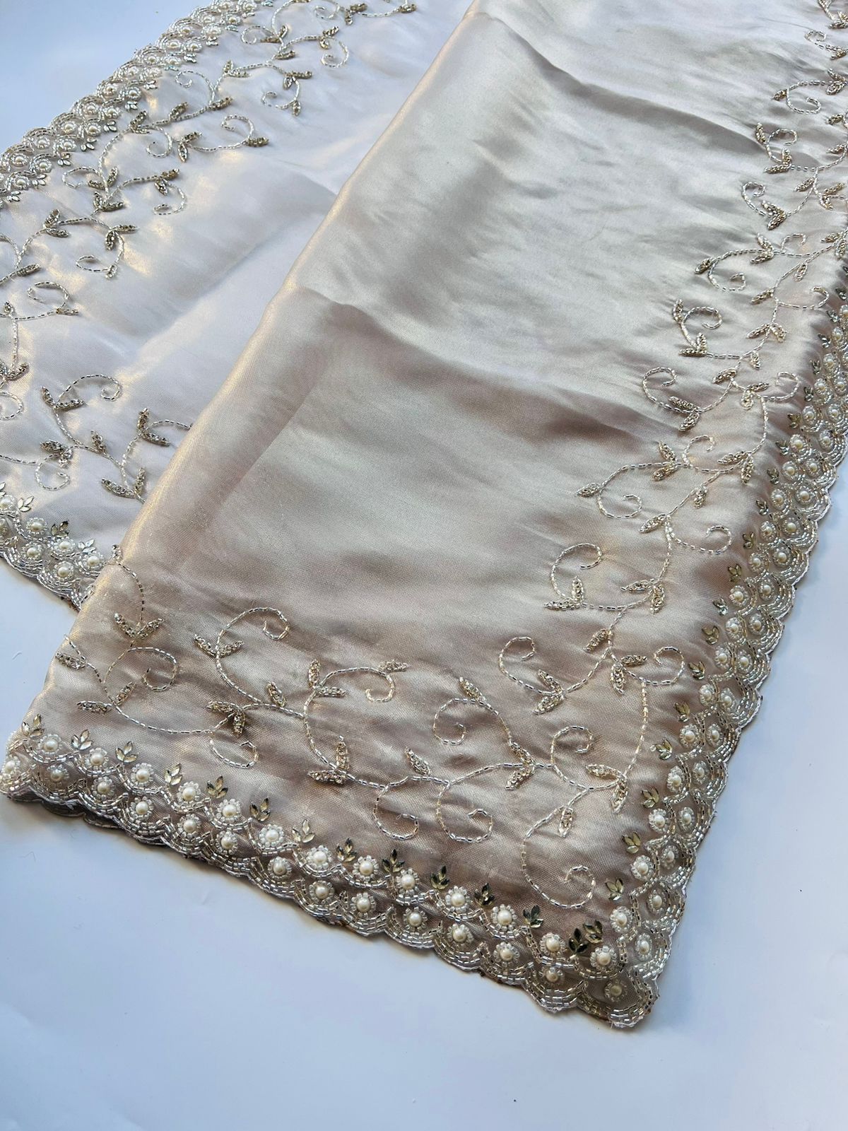 Beige Organza Saree