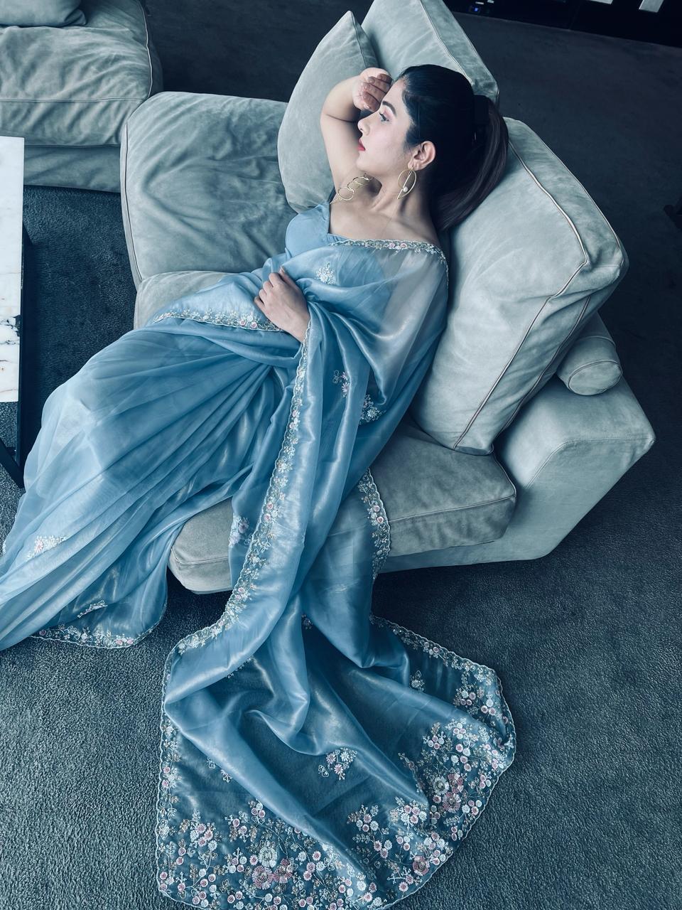 Blue valley Organza Saree