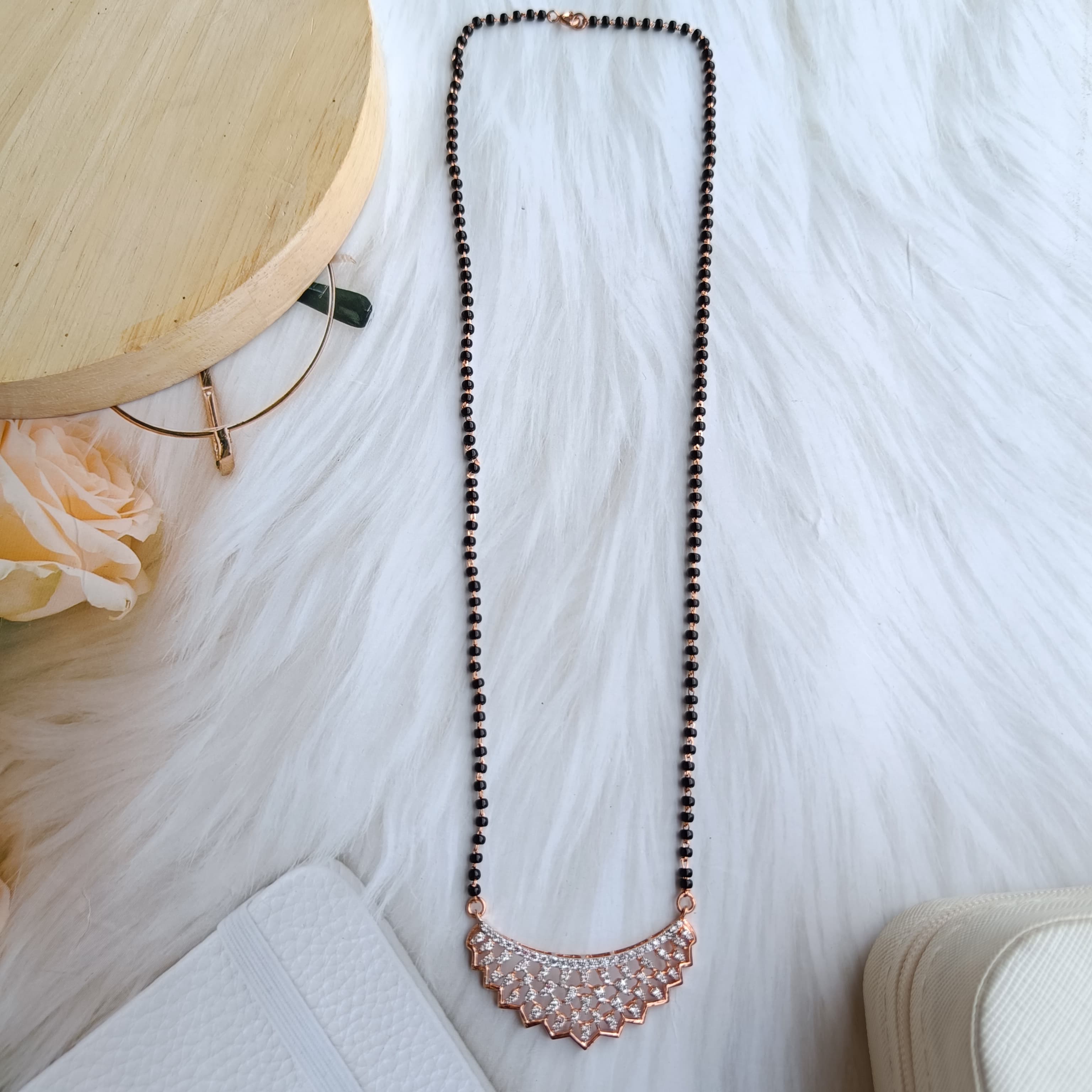 Vs sterling silver mangalsutra-1218 - Rose gold