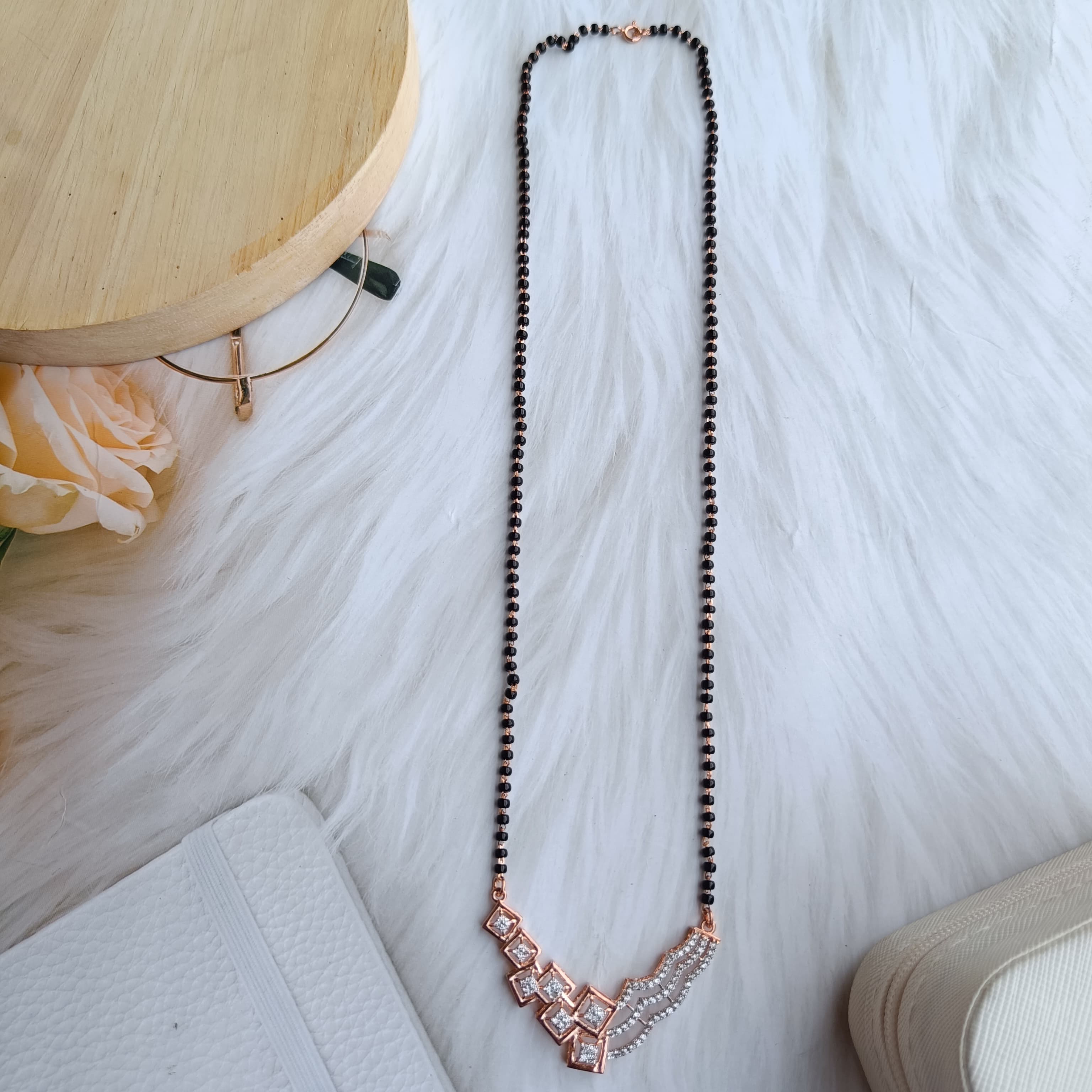 Sterling silver mangalsutra-1230 Rose gold