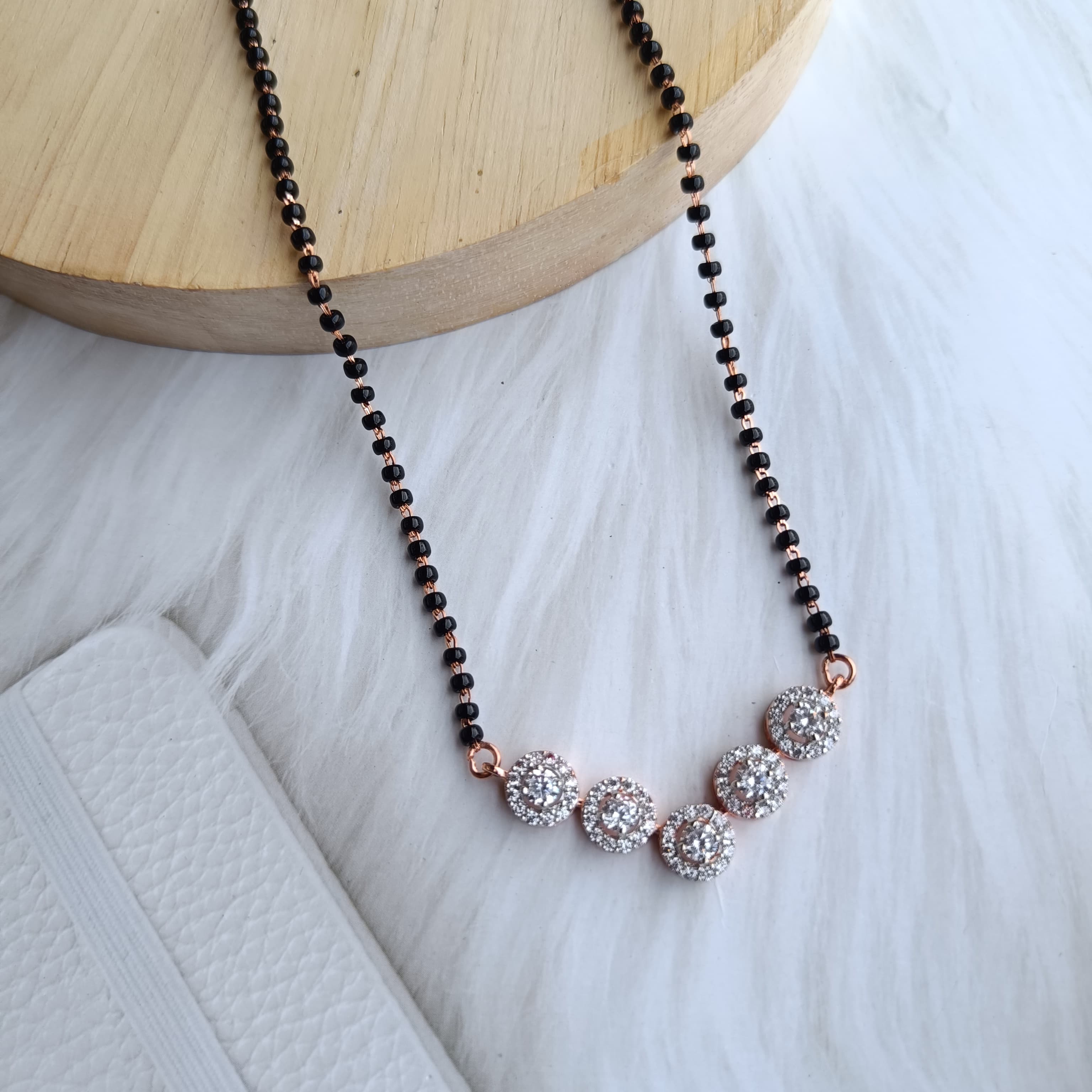 Sterling silver mangalsutra-1223 Rose gold