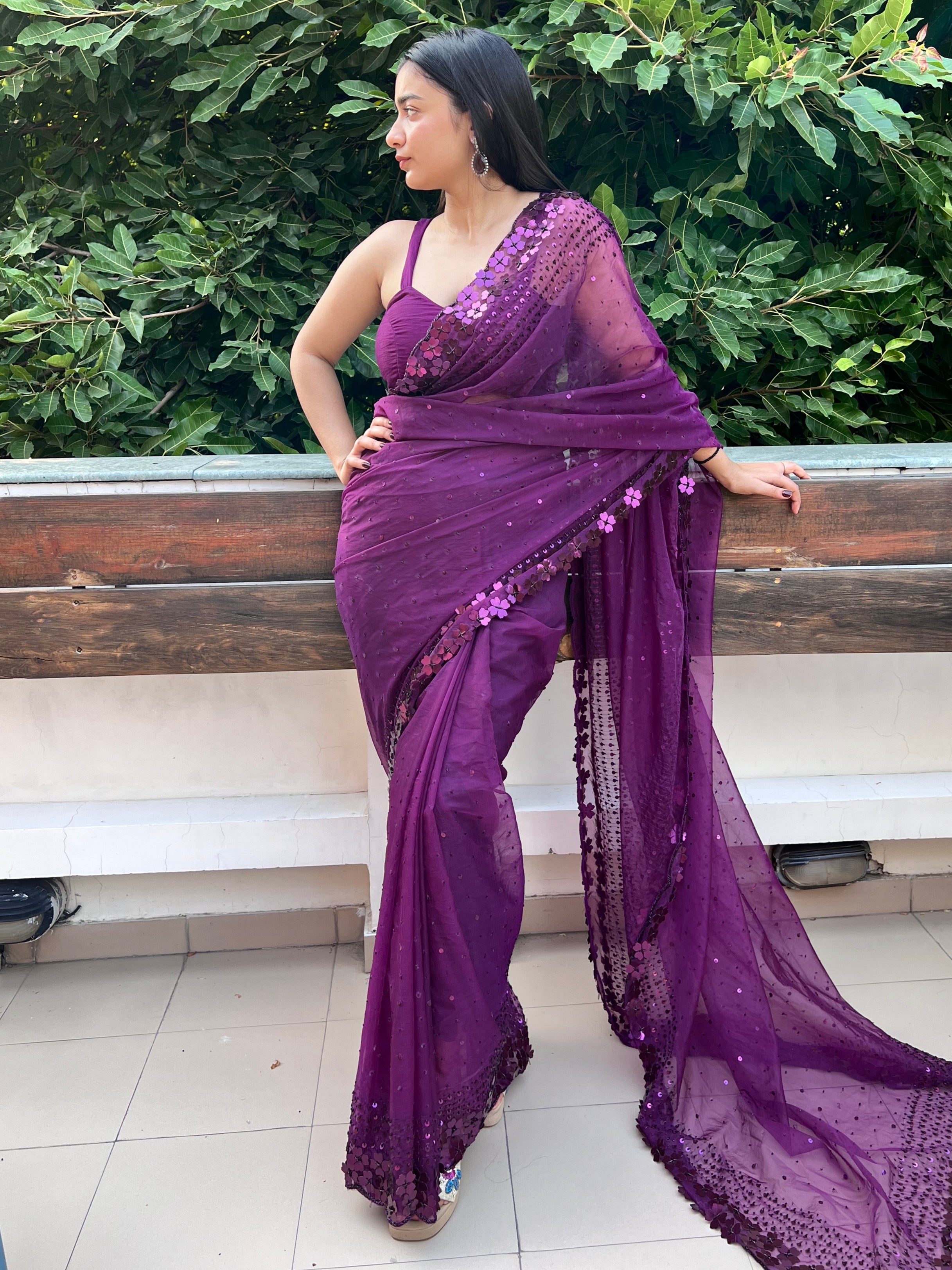 Heer Saree - Deep Purple