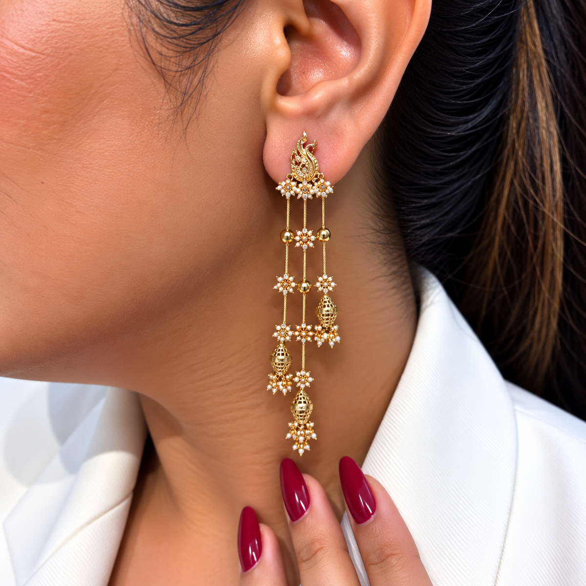 Meher Long Jhumka Earrings