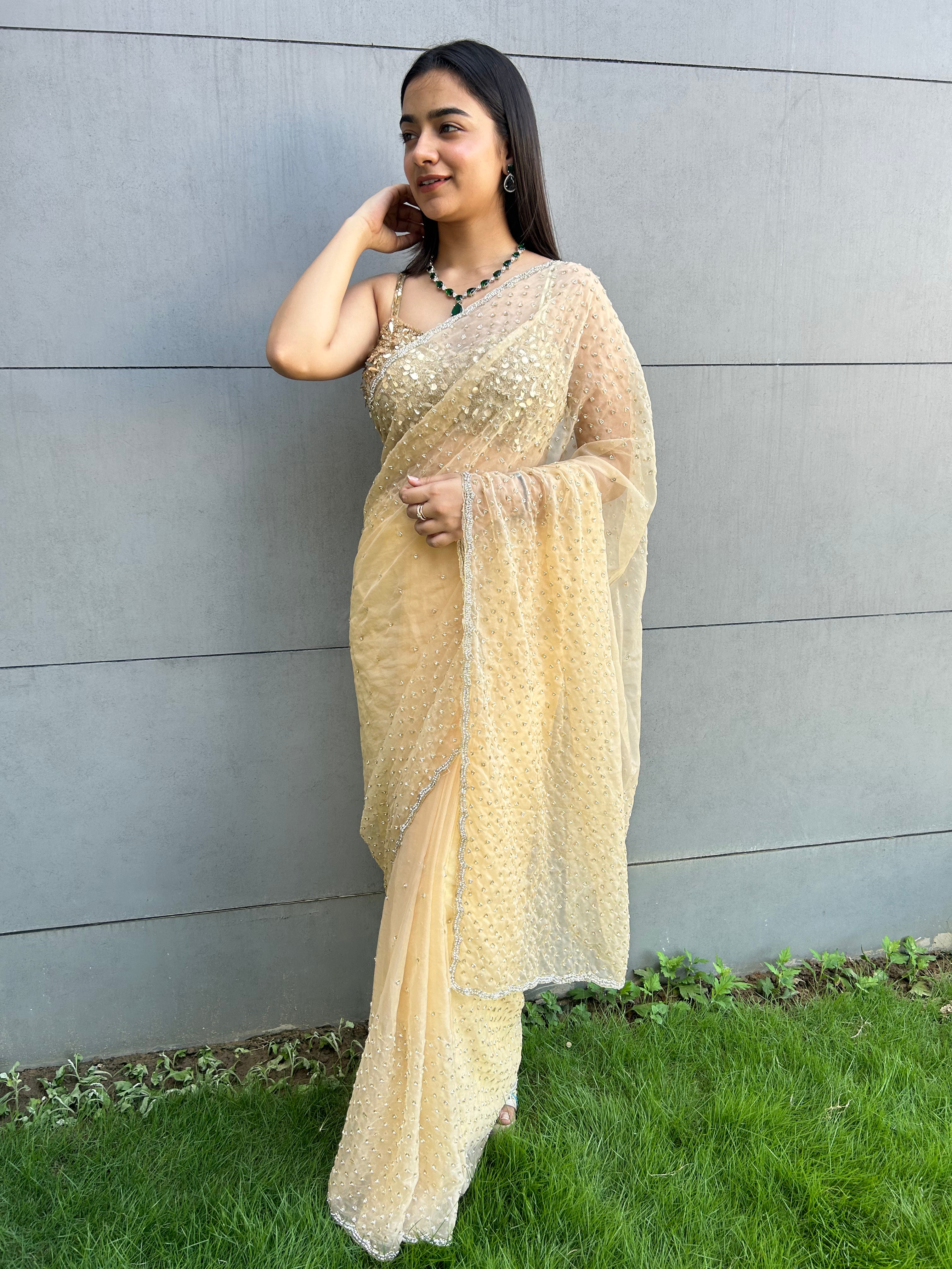 Raina Organza Saree - Yellow