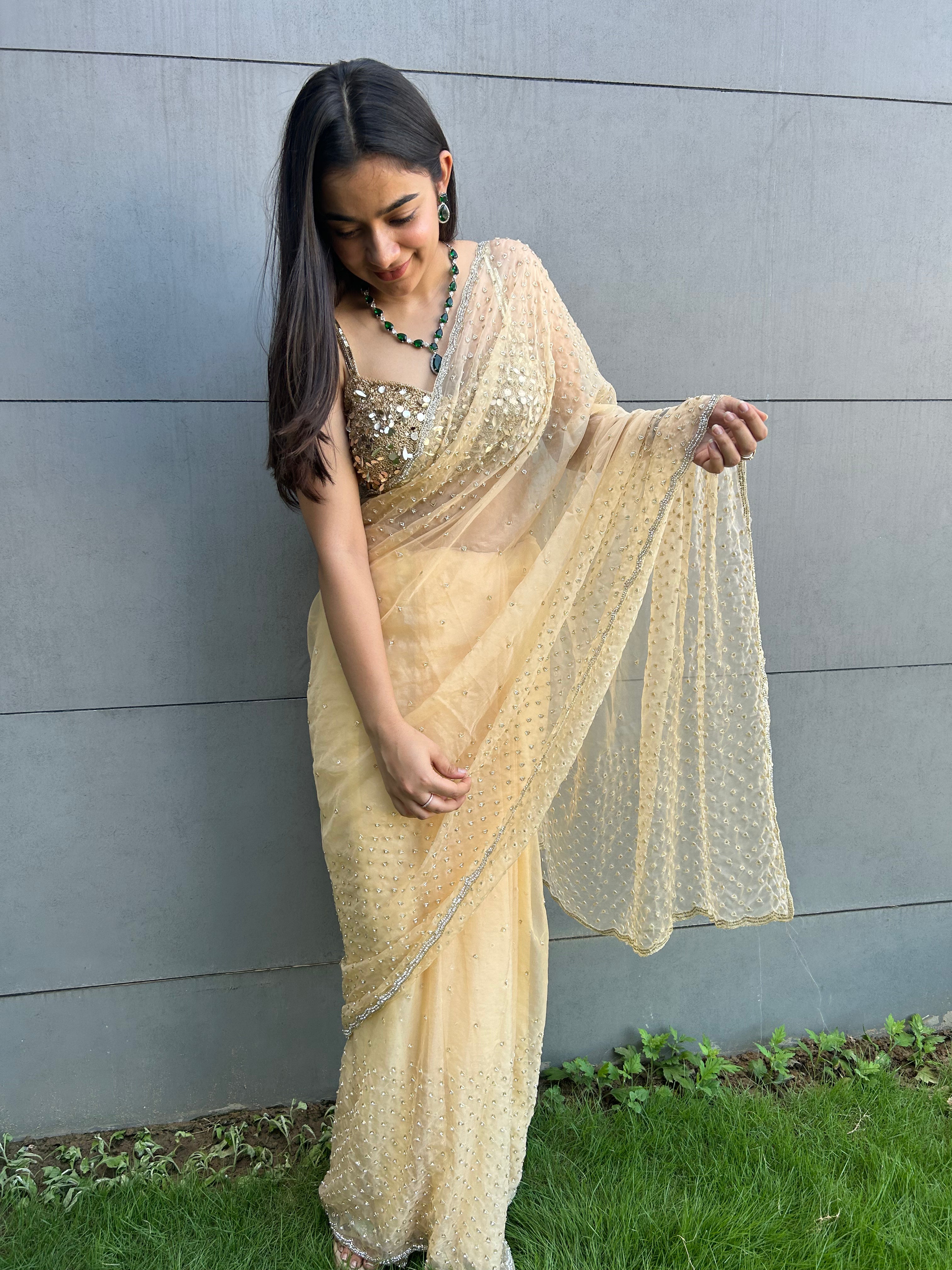 Raina Organza Saree - Yellow