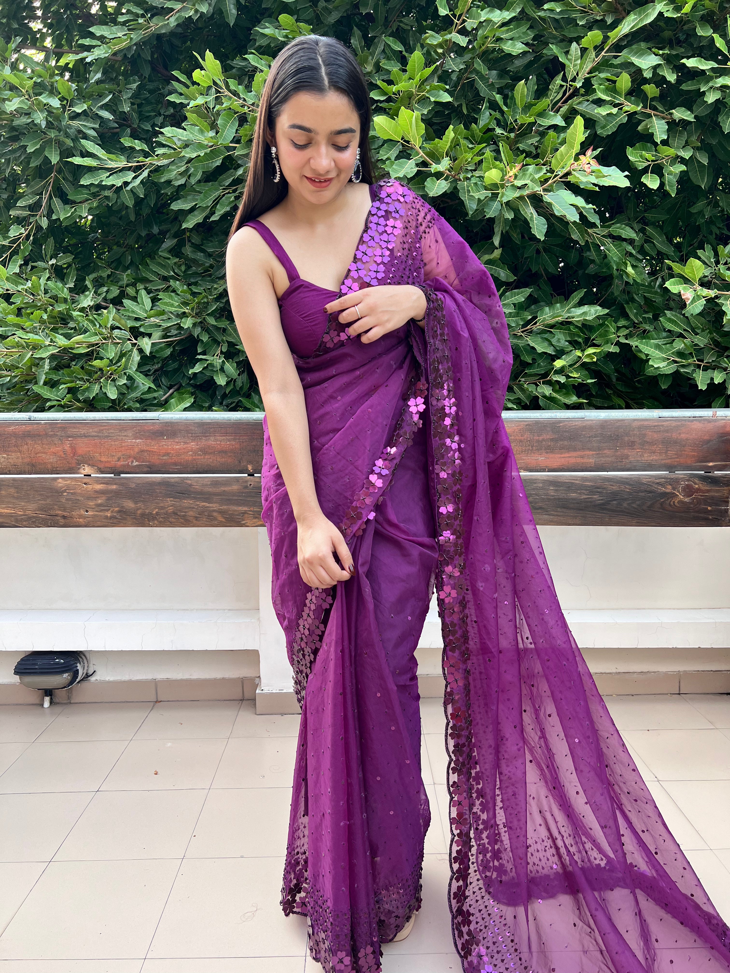 Heer Saree - Deep Purple