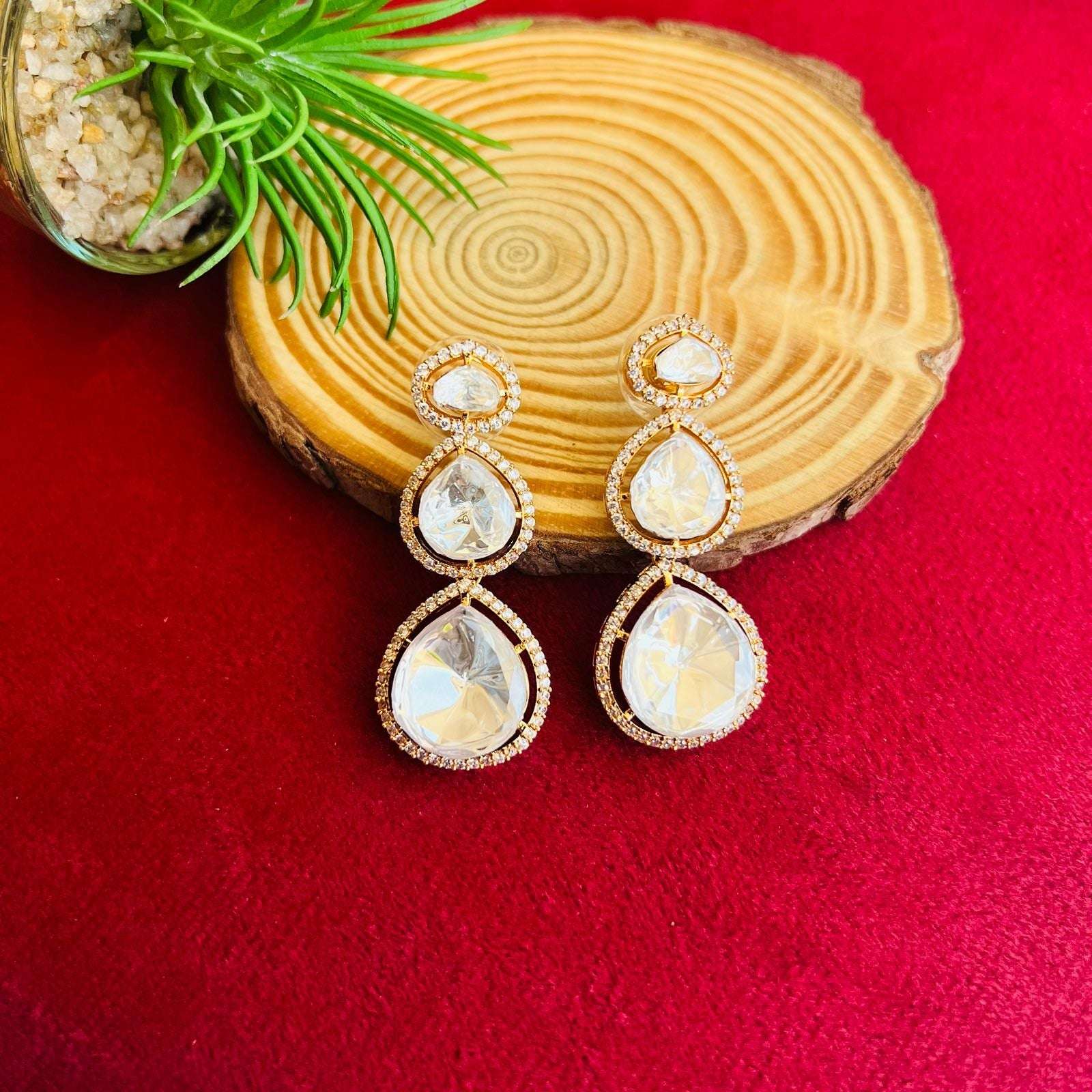 nayaab polki earrings velvet box by shweta