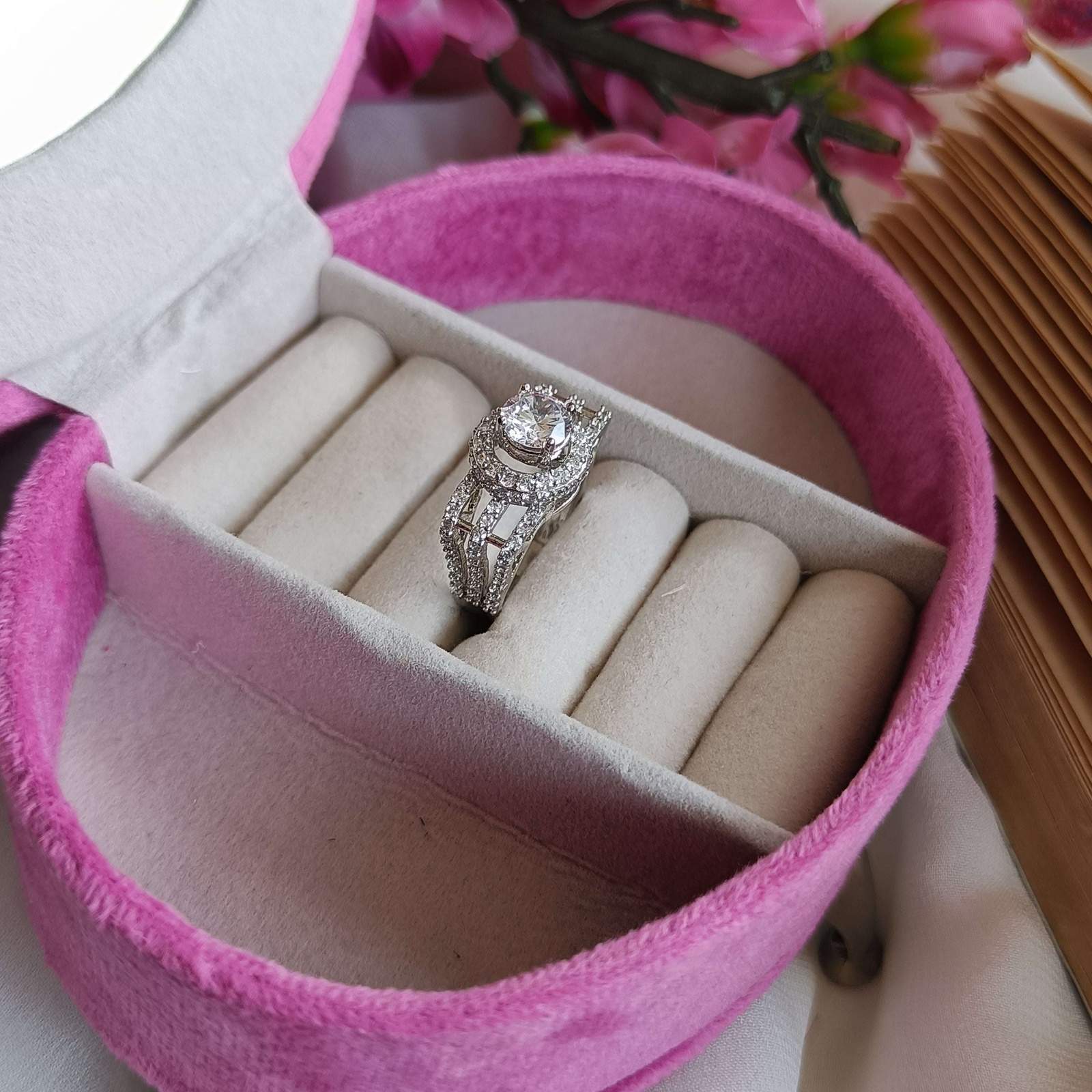 Vs sterling silver cocktail ring 098 Velvet box by Shweta