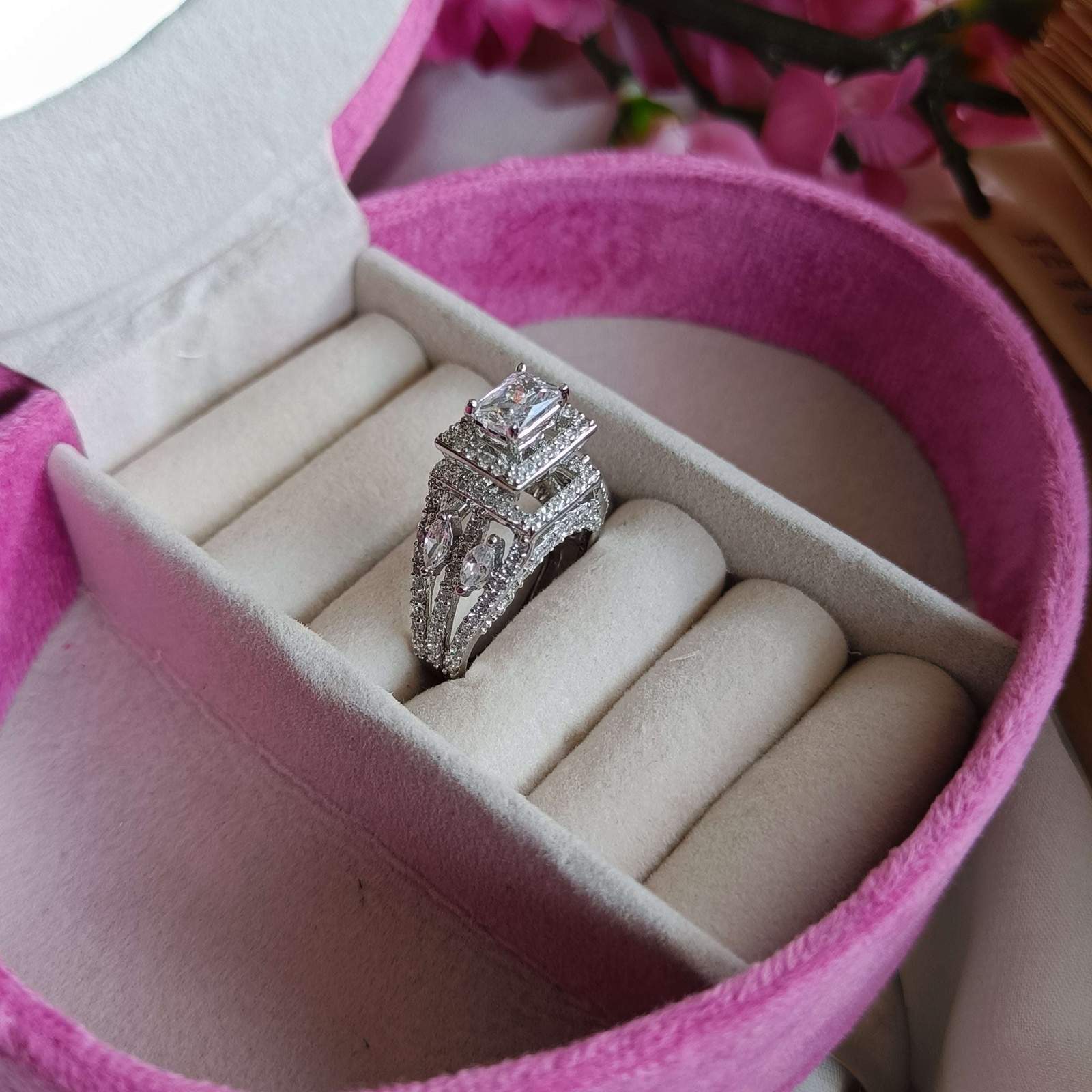 Vs sterling silver cocktail ring 099 Velvet box by Shweta