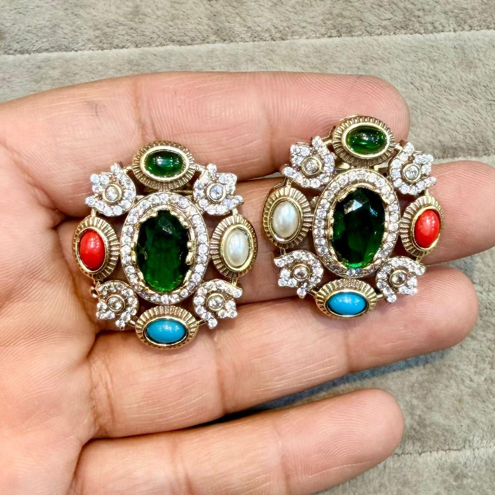 Nayaab Aliza Navratan Studs