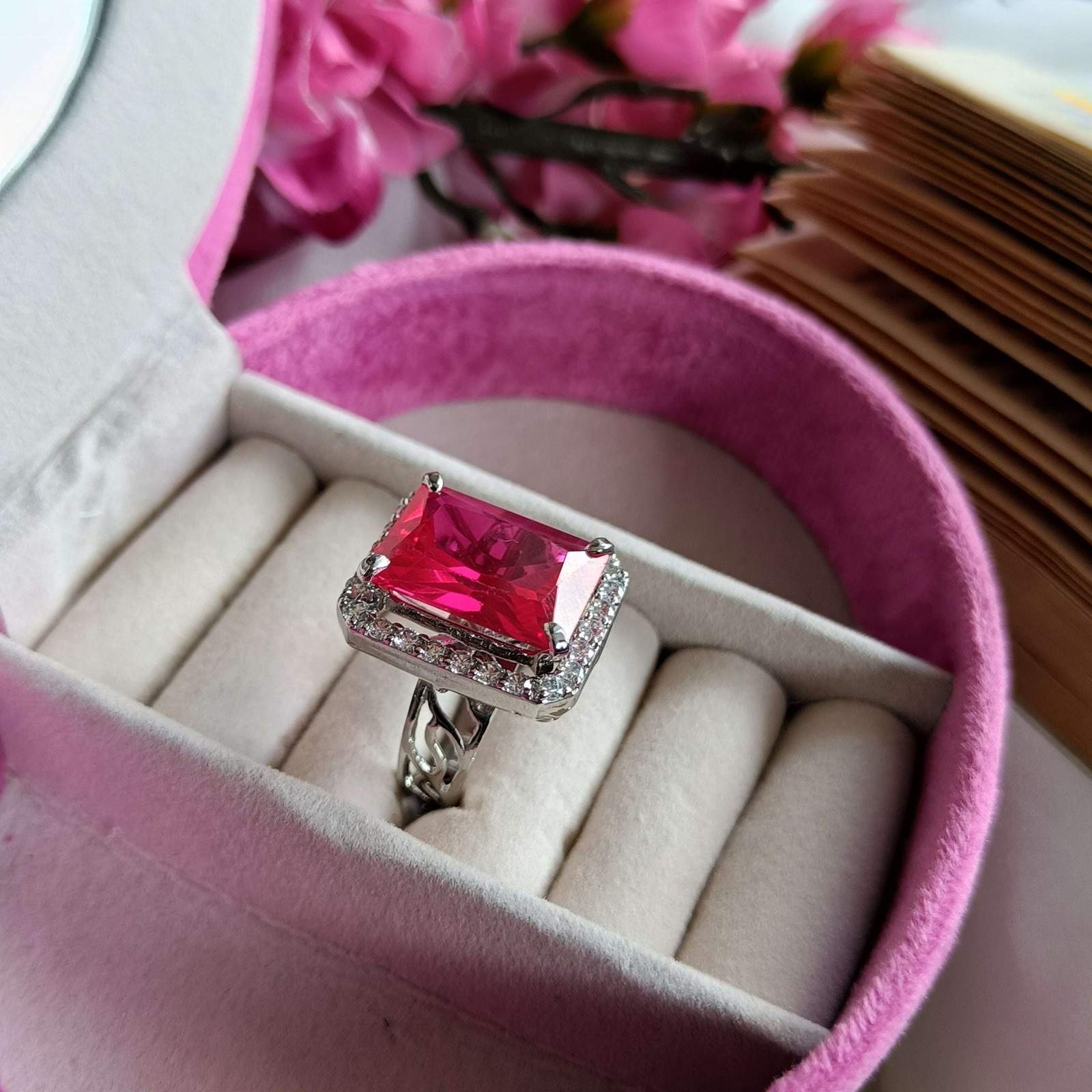 Vs sterling silver cocktail ring 090 Velvet box by Shweta