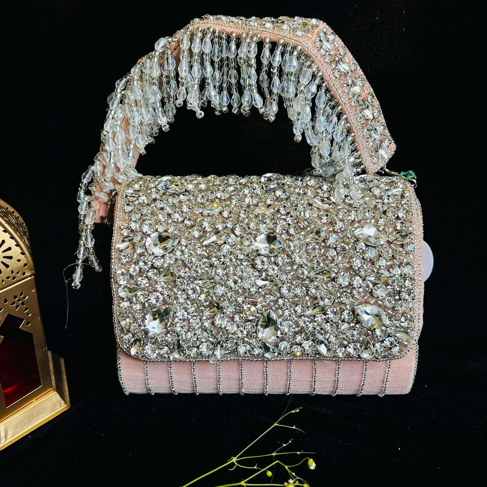 vs crystal stone bag velvet box by shweta