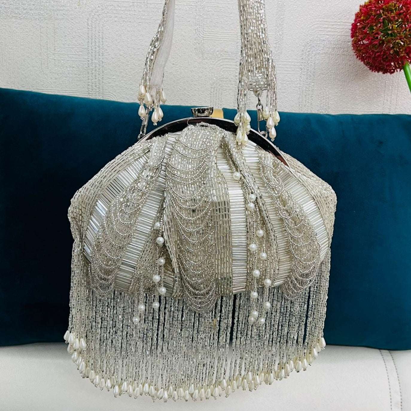 vs mala bag silver velvet box by shweta