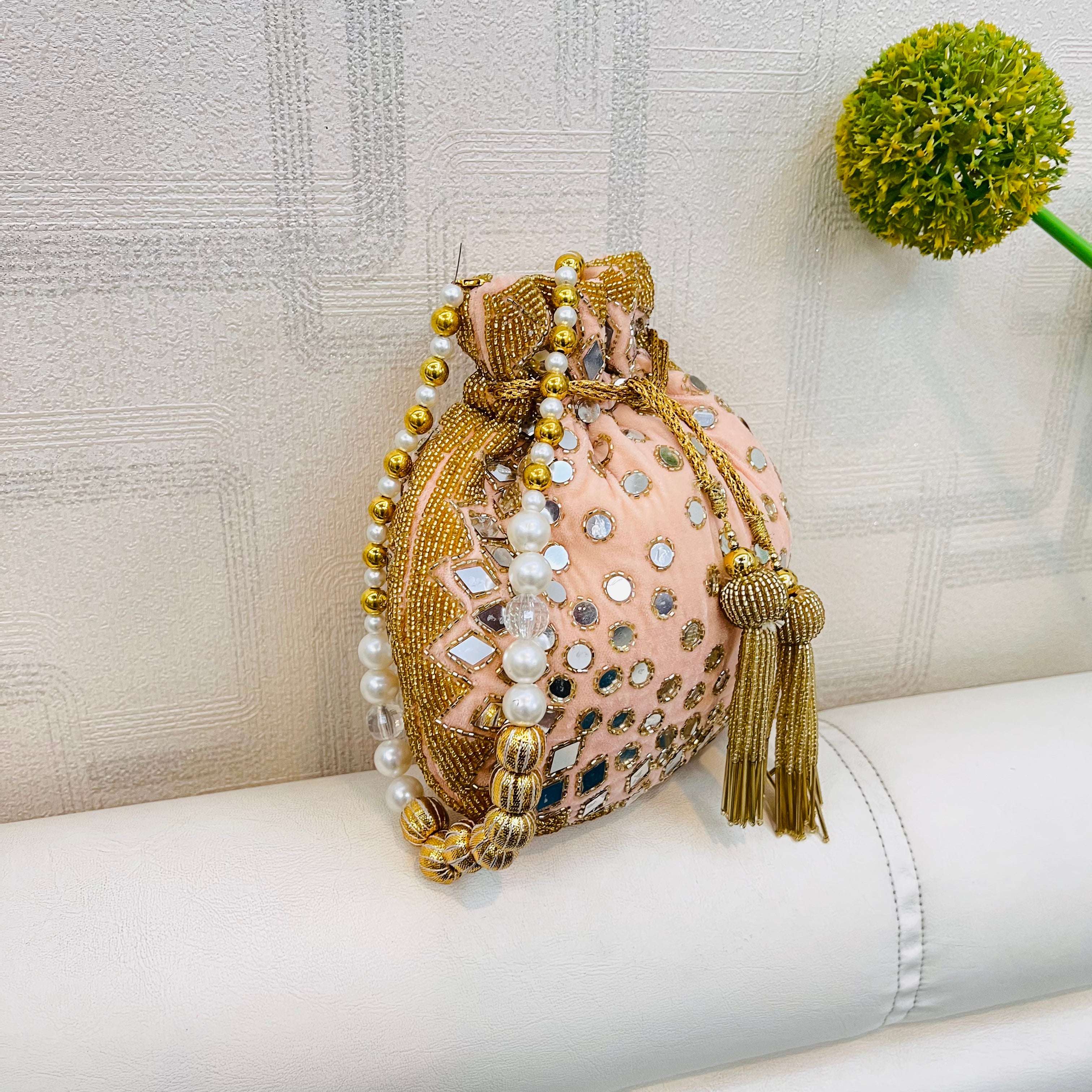 vs mirror work potli velvet box by shweta