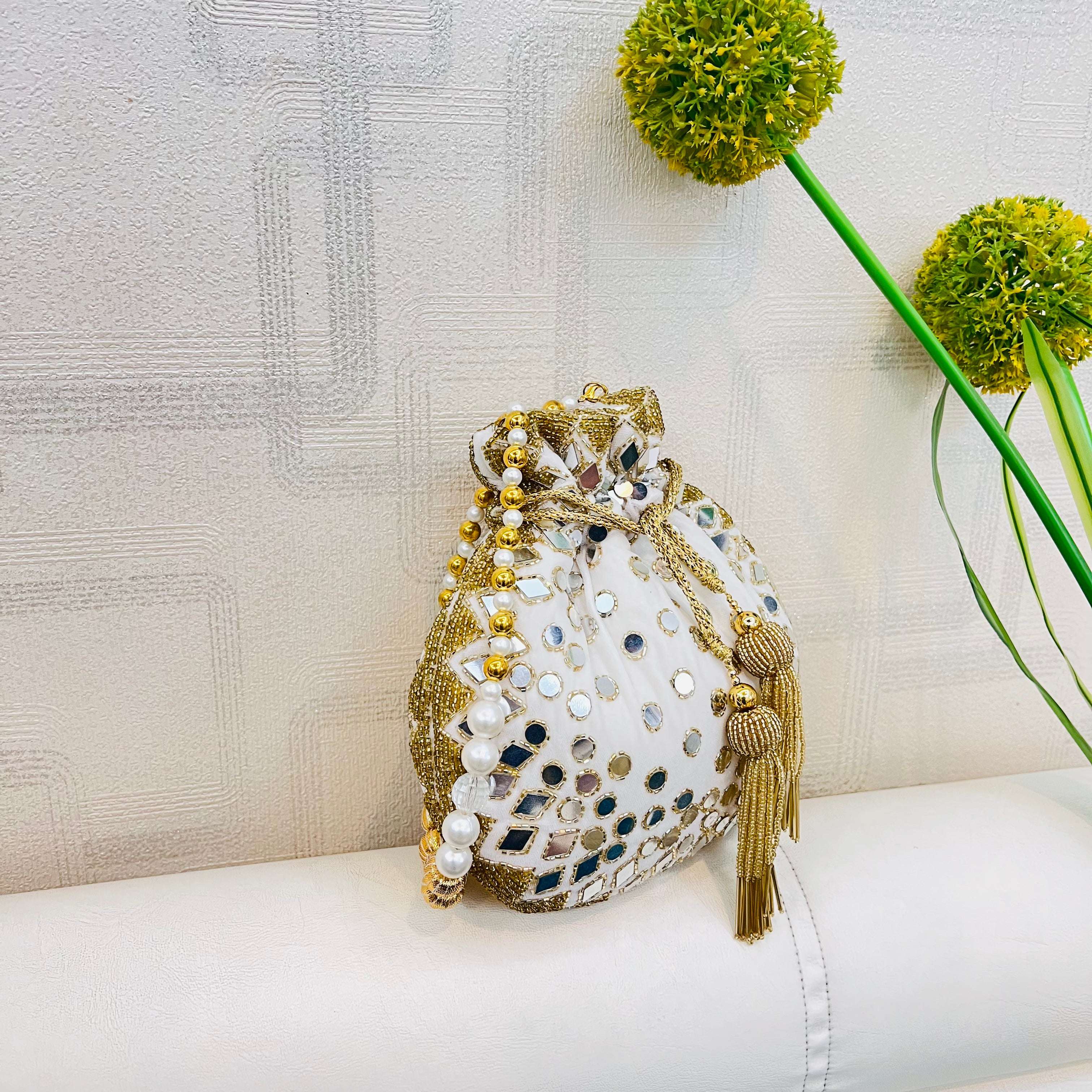 vs mirror work potli velvet box by shweta