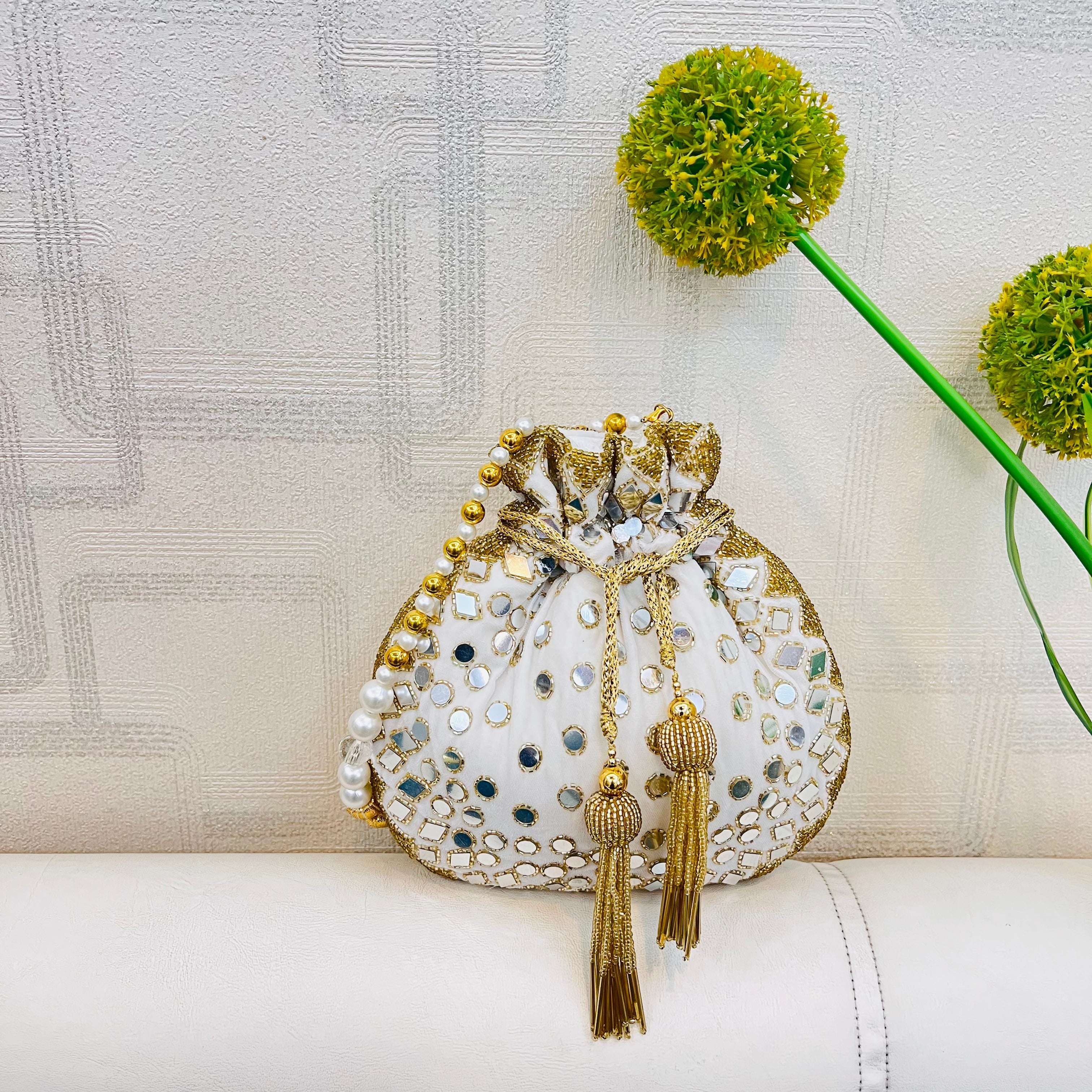 vs mirror work potli velvet box by shweta